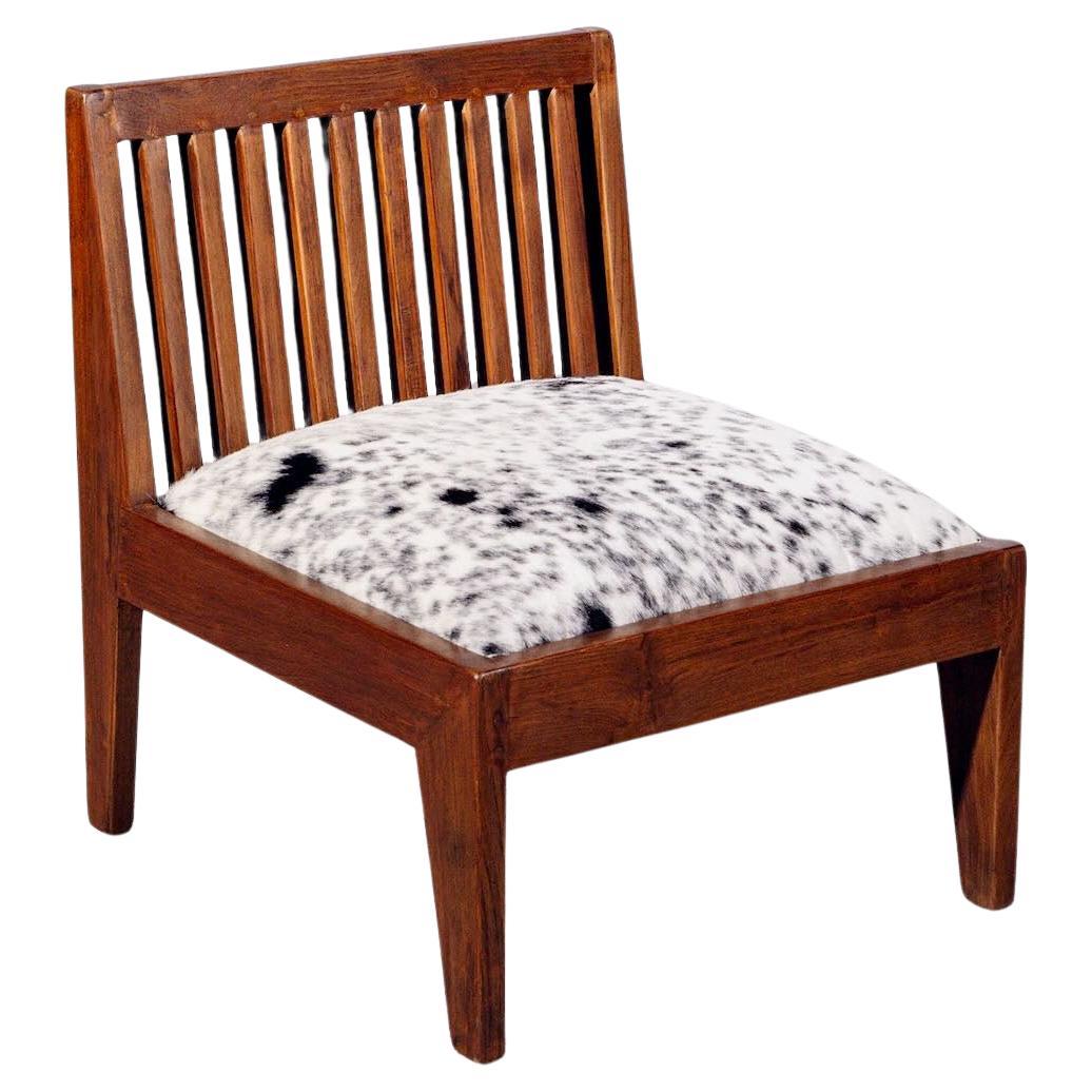 Wood Back Low Chair by Pierre Jeanneret for Chandigarh, India, Circa 1965-66 For Sale