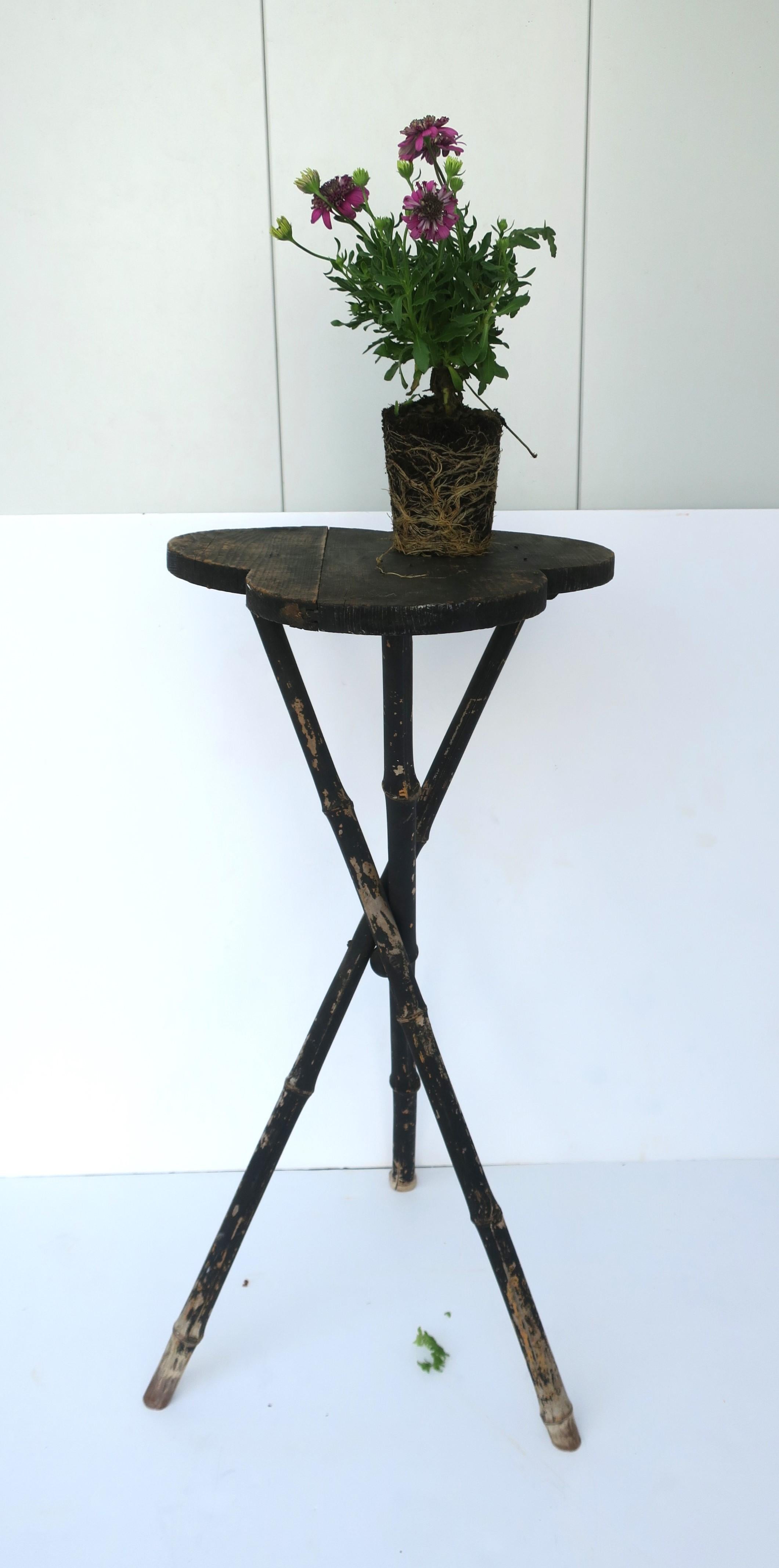 Wood Bamboo Side Table For Sale 2