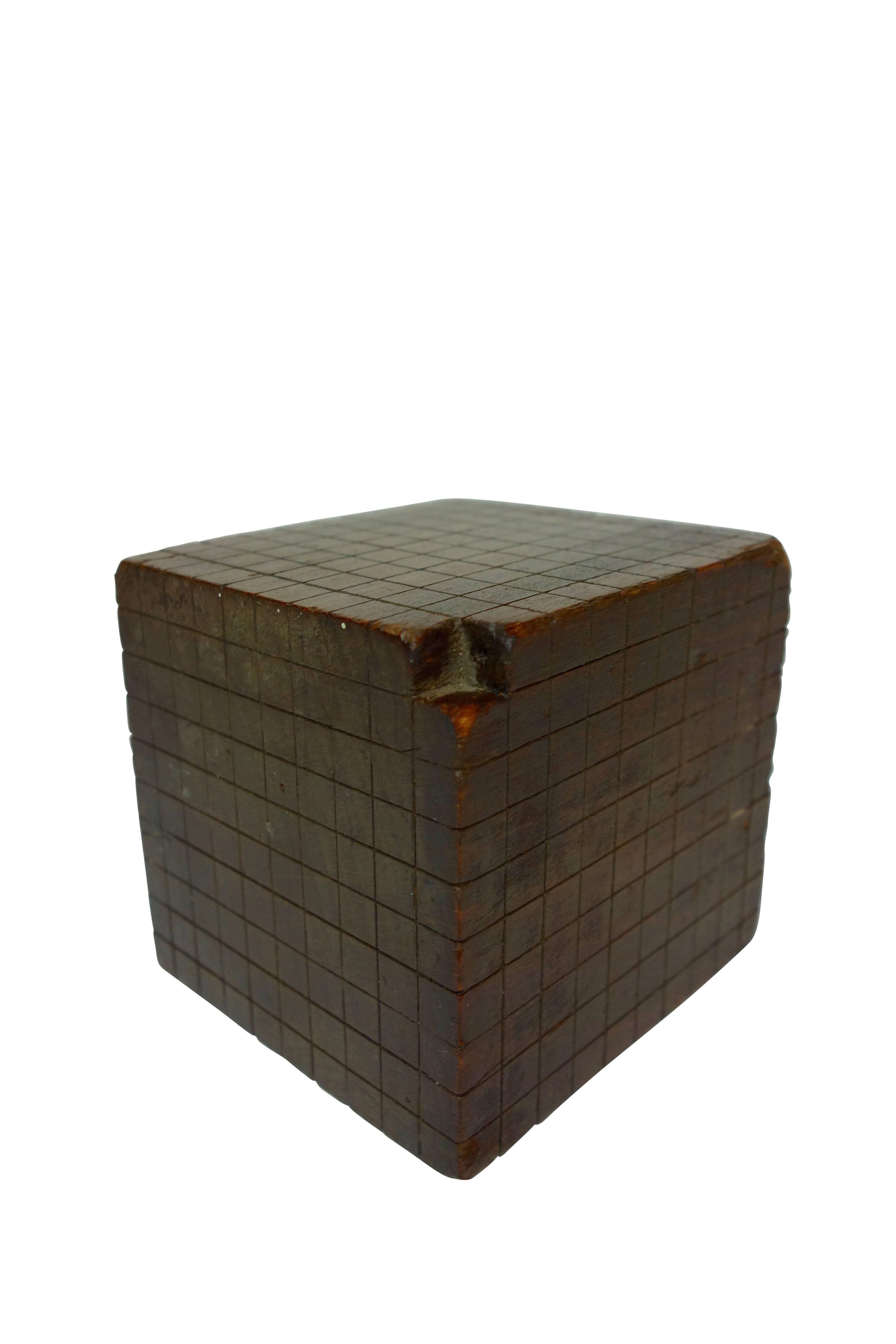 Carved Wood “Base Ten” Cube Educational Model