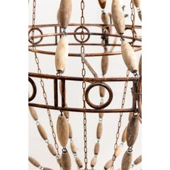 Estilo Regencia Grande  Araña de cuentas de madera y cobre