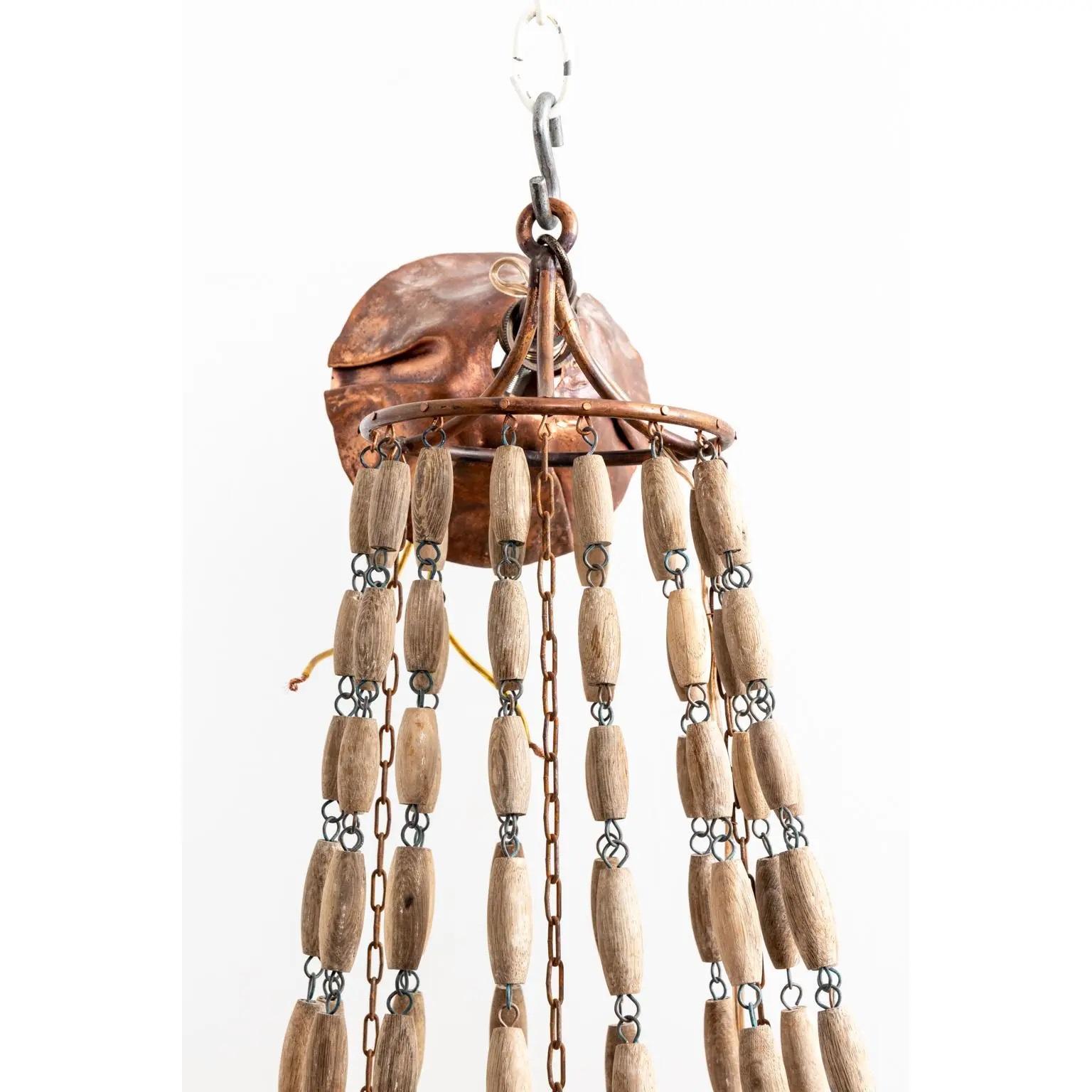 large wood bead chandelier