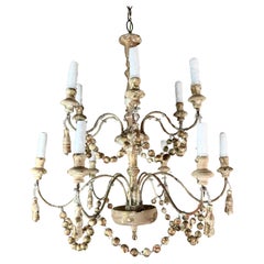 Twelve-Light Beaded Chandelier with Hand-Finished Patina