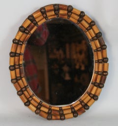Wood Beads and Balls Small Oval Mirror
