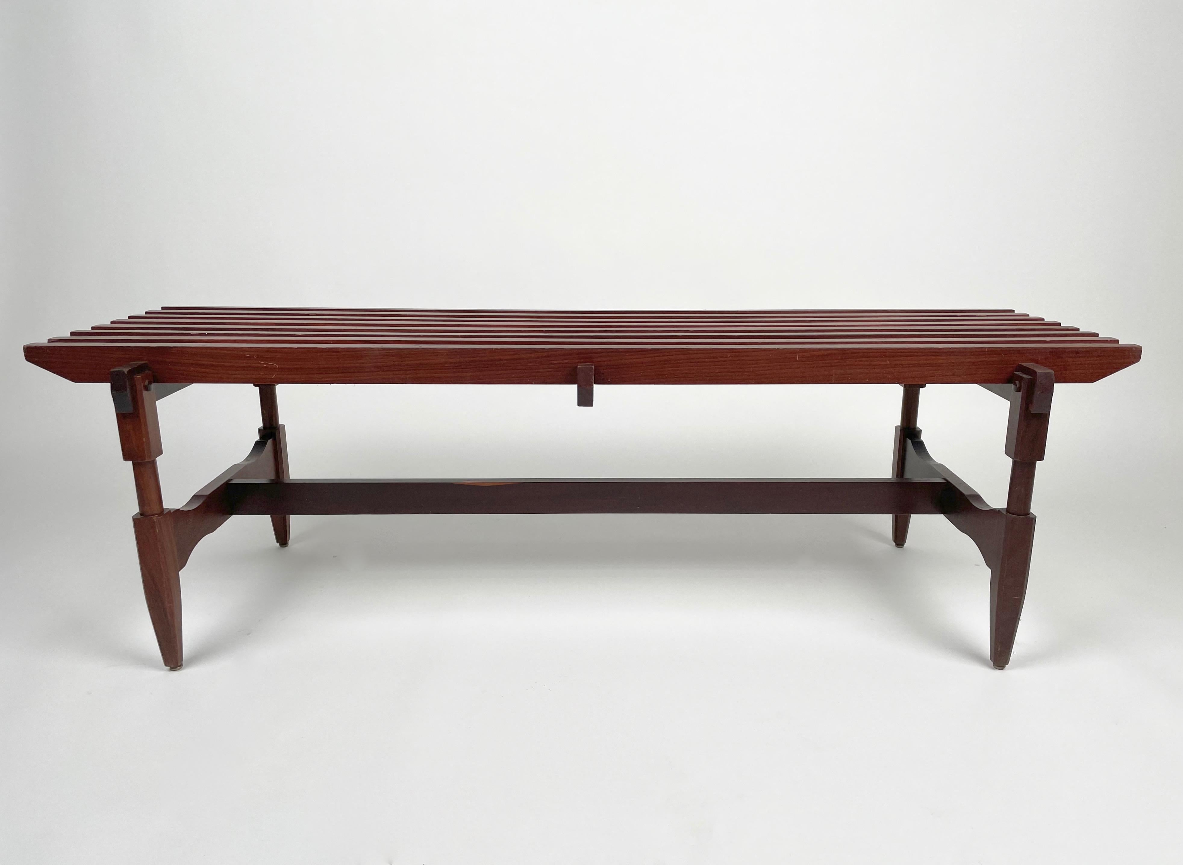 Wood Bench Attributed to Ico Parisi Italy 1950s In Good Condition For Sale In Rome, IT