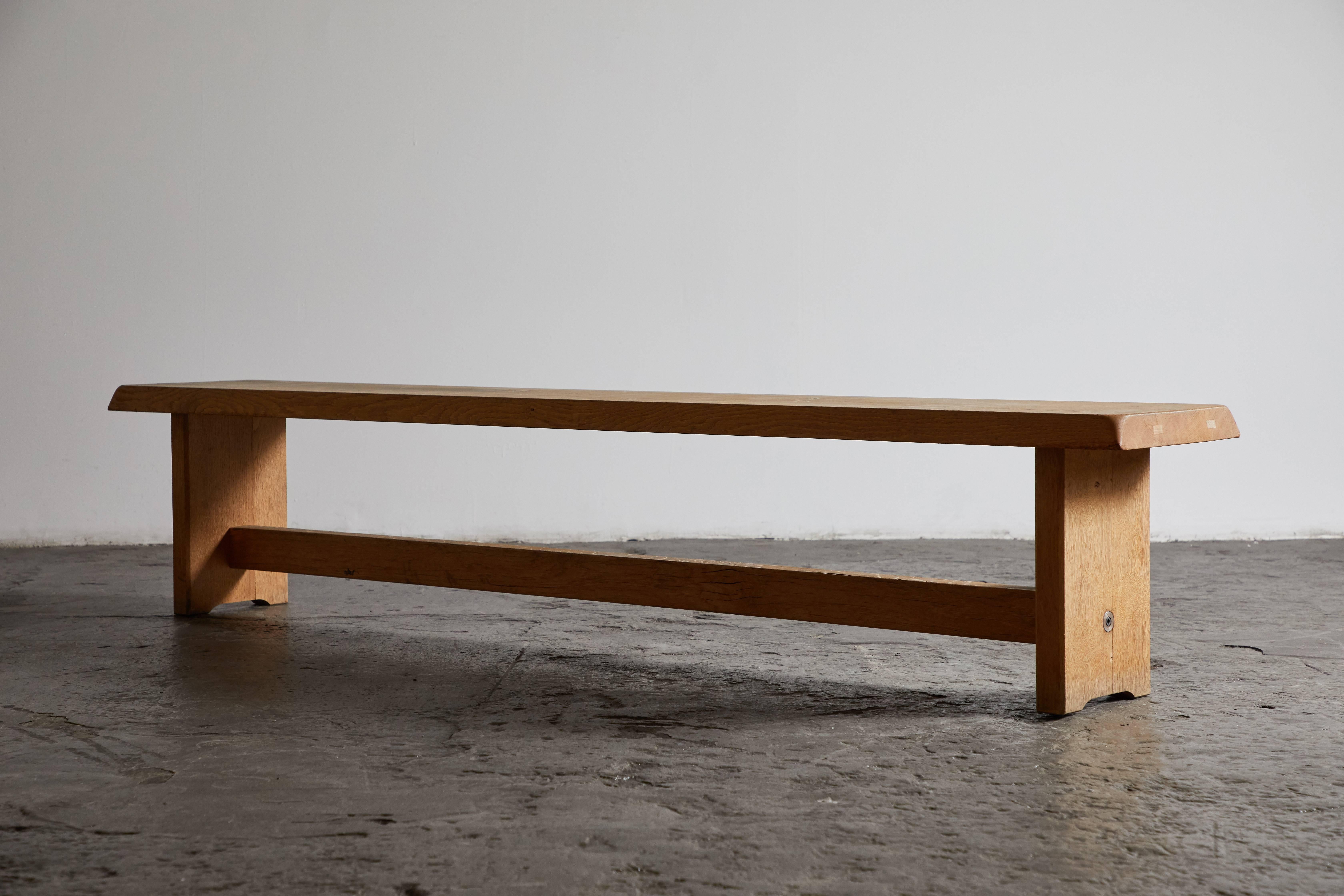 French Wood Bench by Pierre Chapo