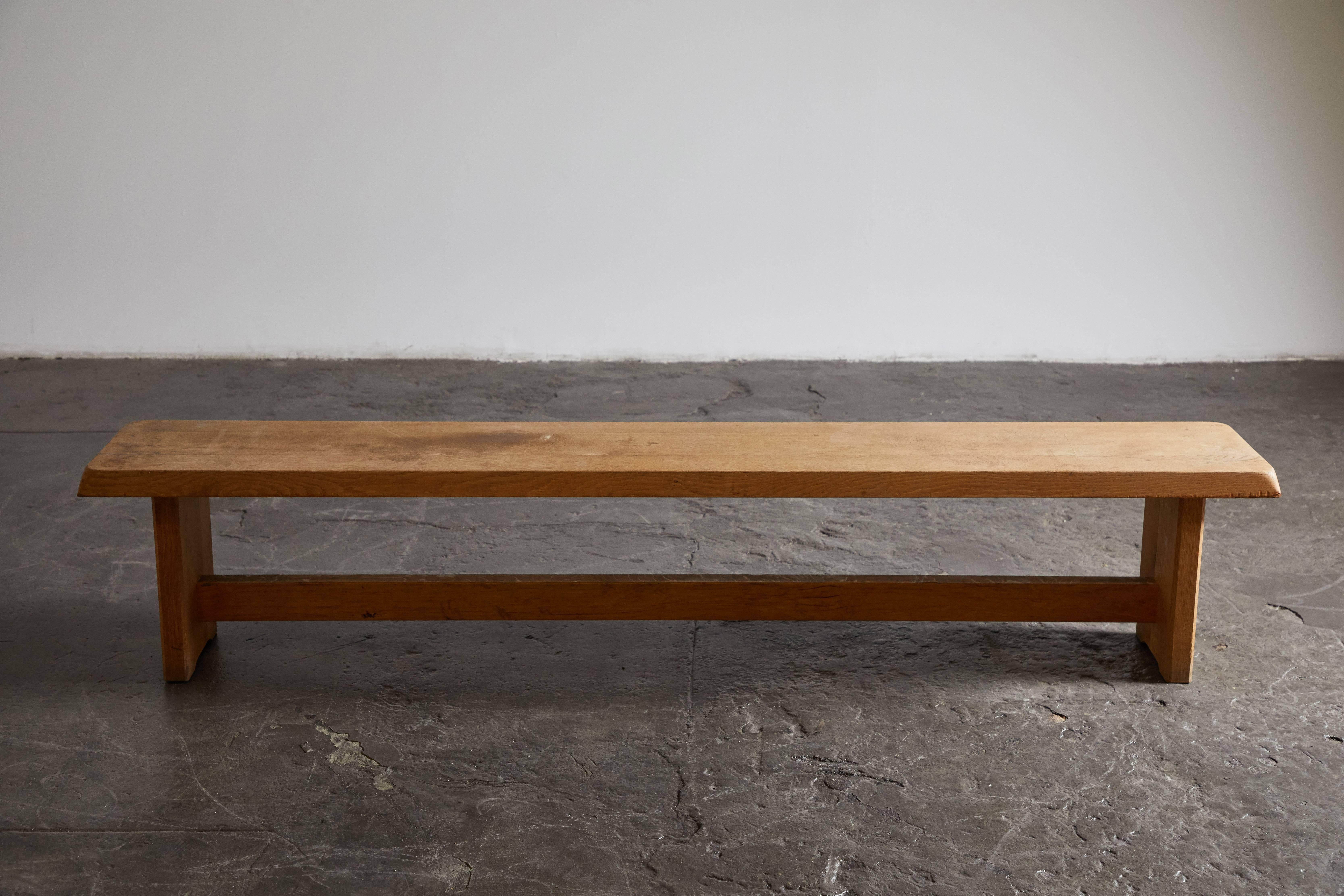 Mid-20th Century Wood Bench by Pierre Chapo
