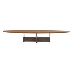 Wood Bench or Table with Concrete Base and Bronze Details