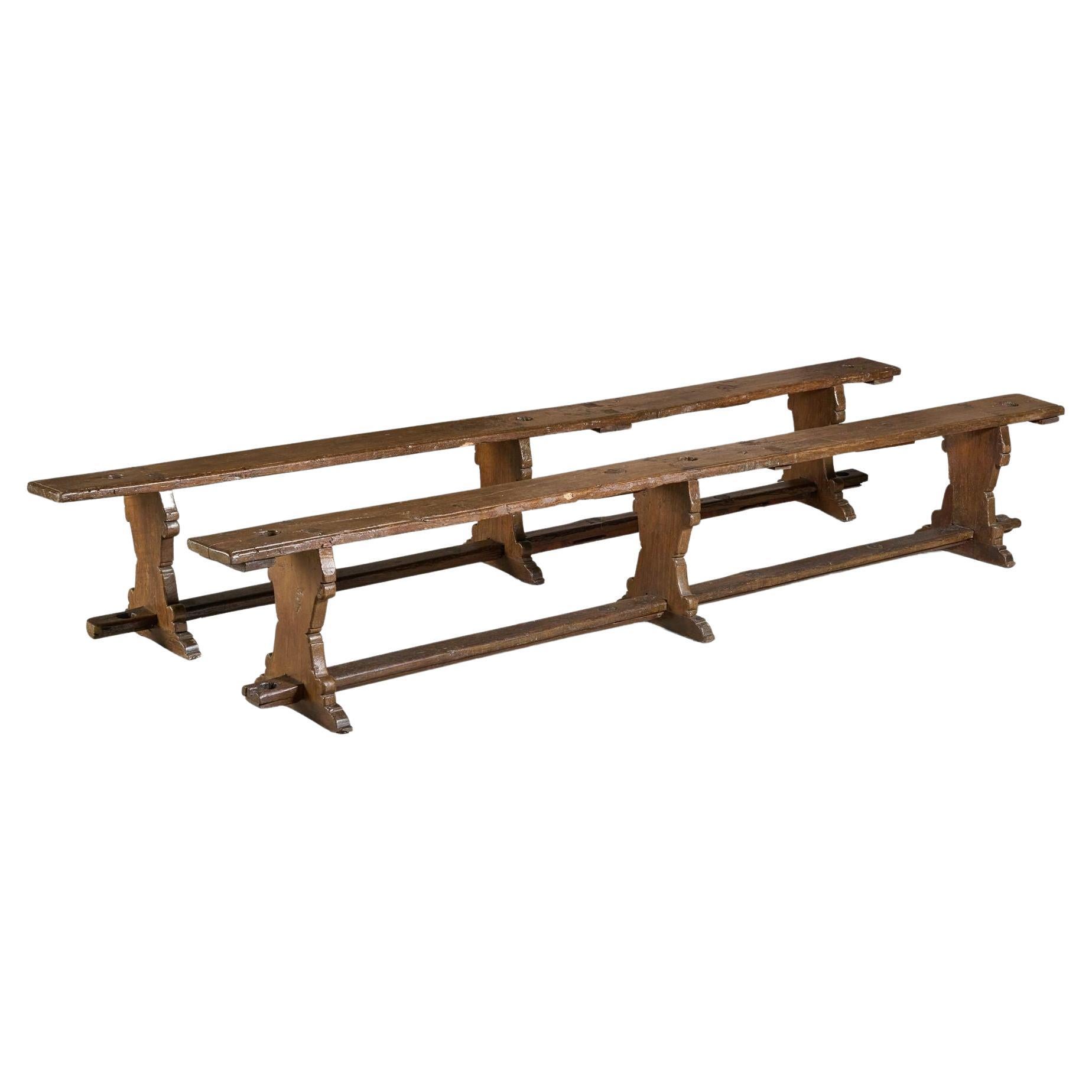 Wood Bench Pair