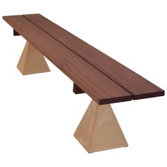 Wood Bench with Concrete Base