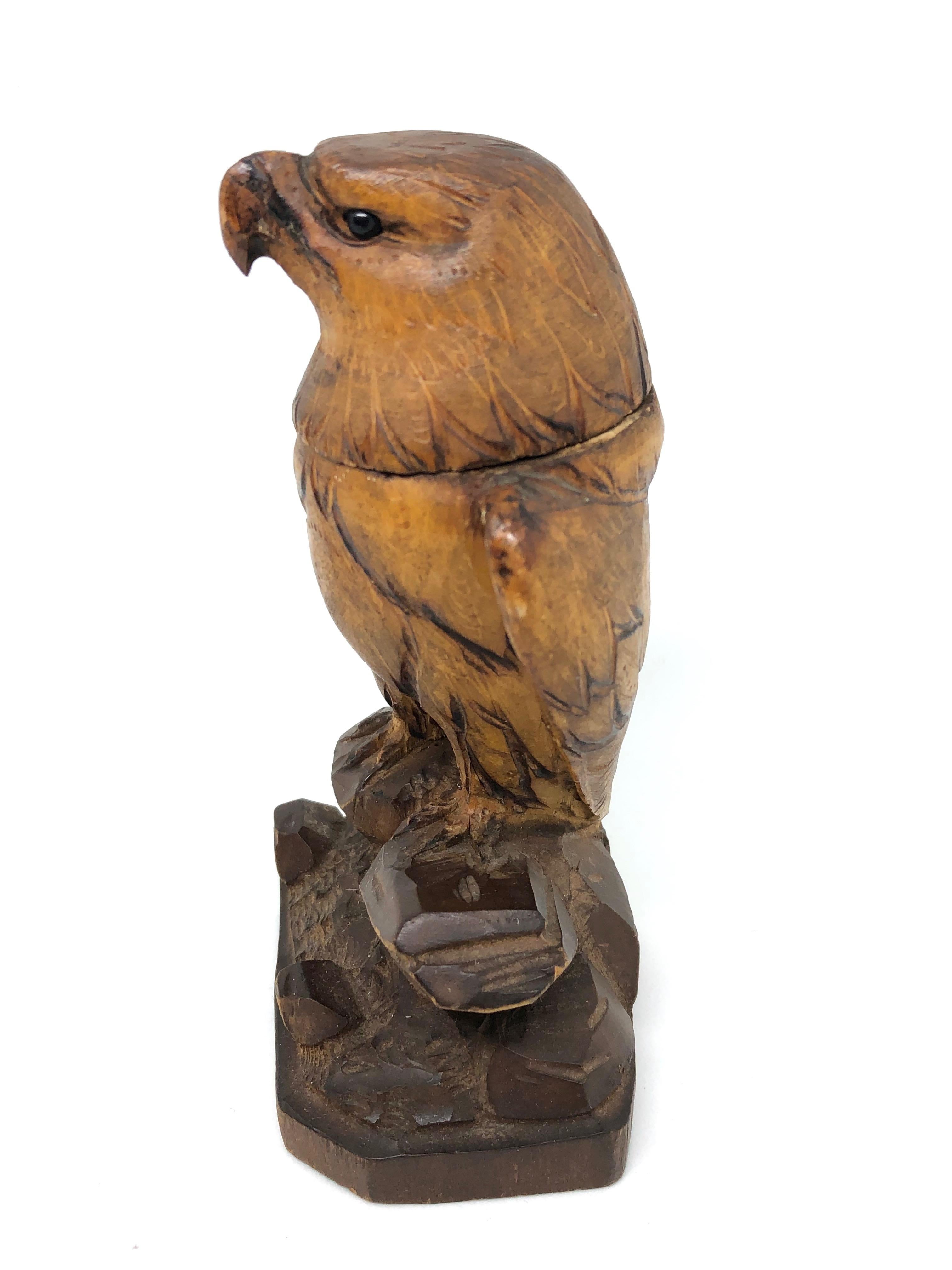 Wood Black Forest Brienz Carved Eagle Inkwell German Antique, 1900s 5
