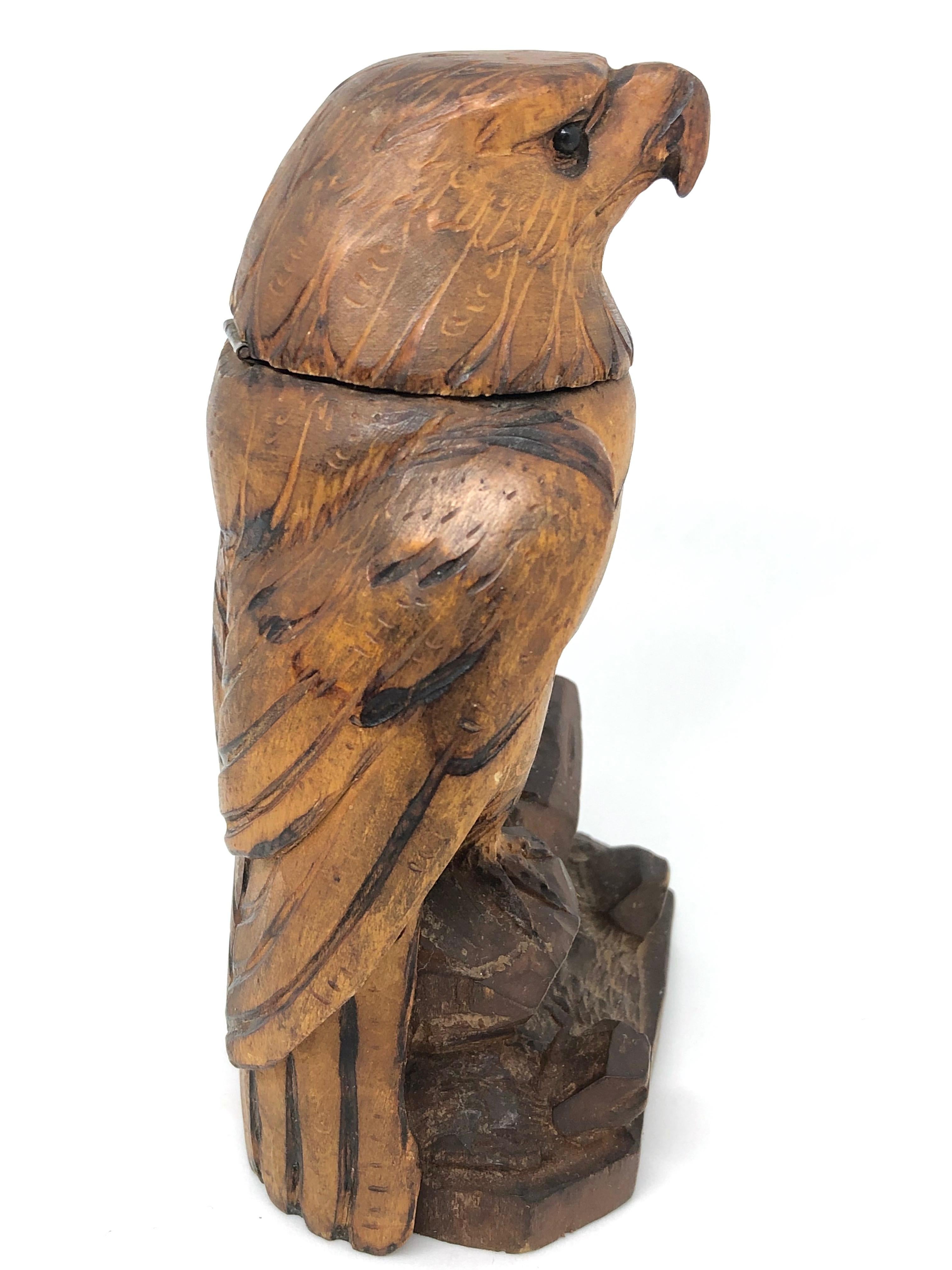 Wood Black Forest Brienz Carved Eagle Inkwell German Antique, 1900s 1