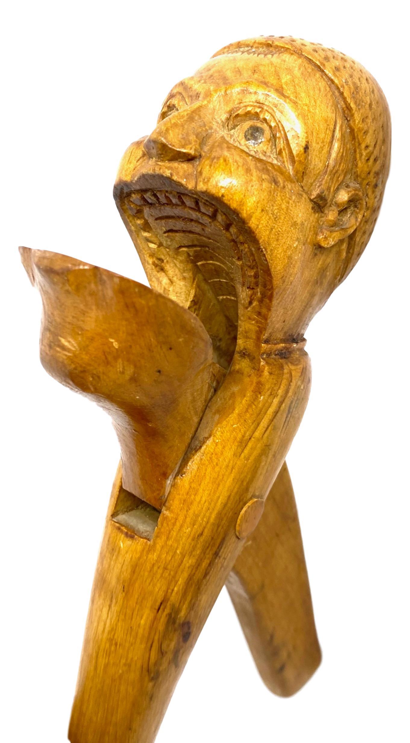Hand-Carved Wood Black Forest Brienz Carved Figural Gnome Nutcracker German Antique, 1900s For Sale