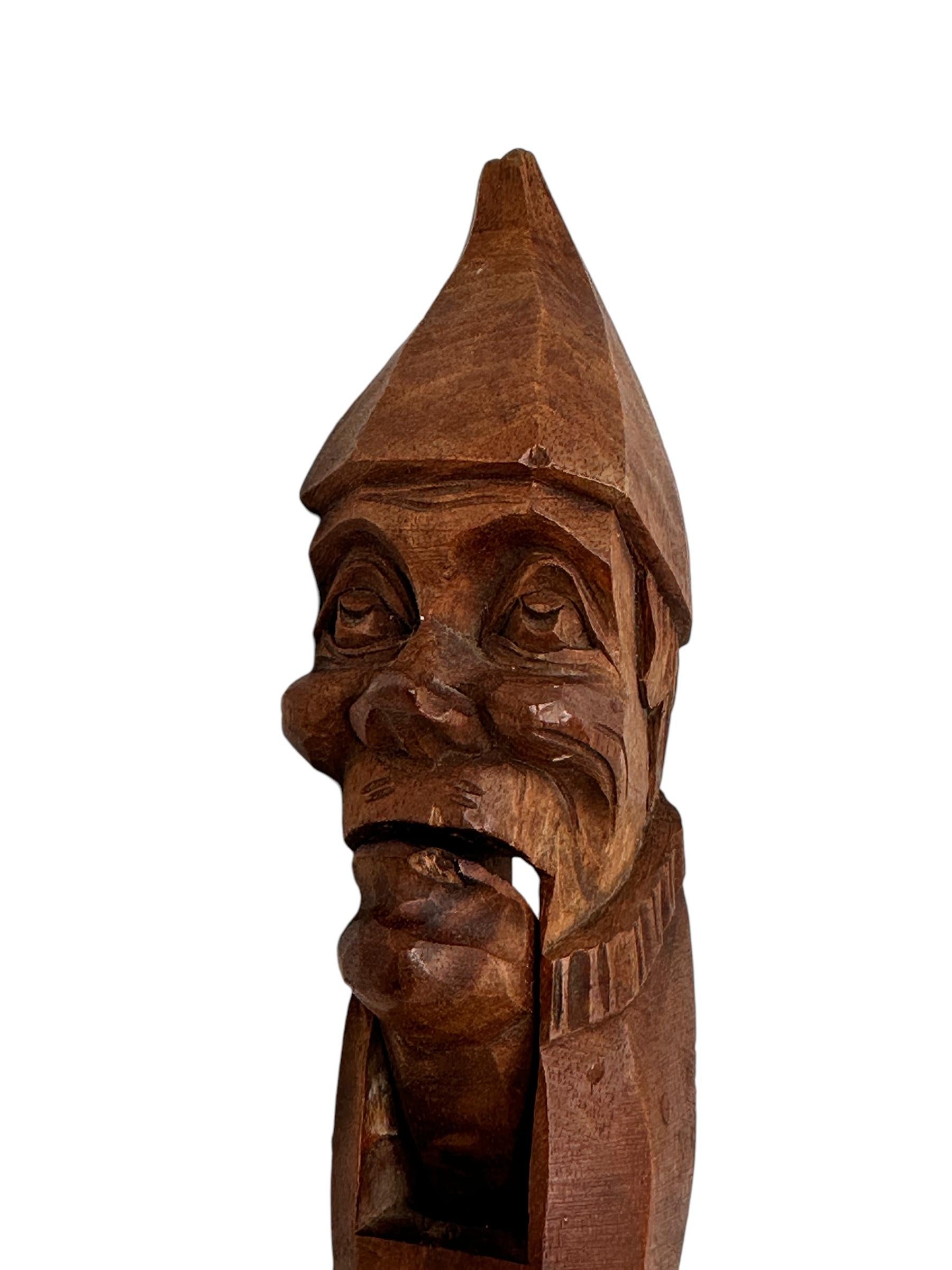 Mid-20th Century Wood Black Forest Brienz Carved Figural Gnome Nutcracker German Antique, 1930s For Sale