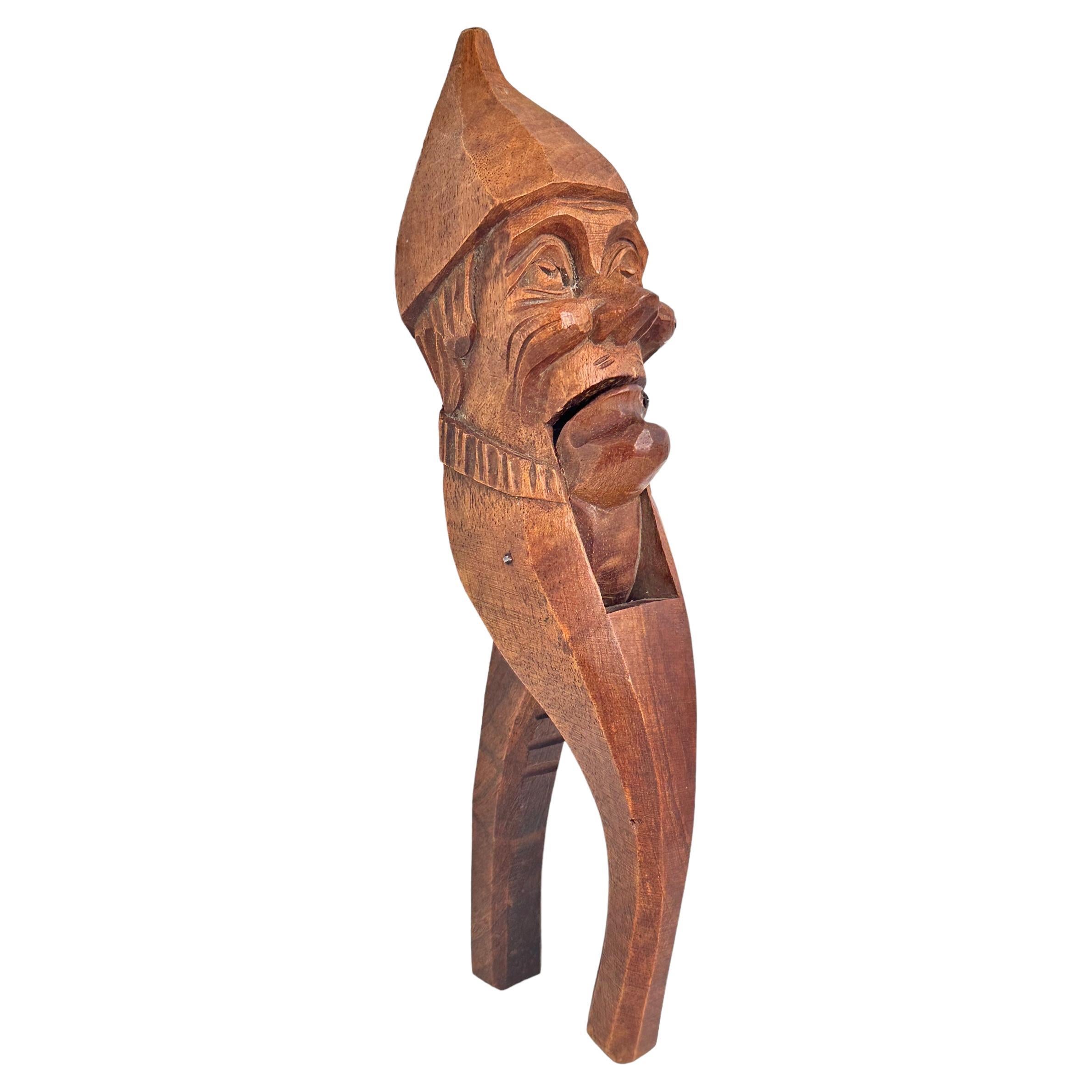 Wood Black Forest Brienz Carved Figural Gnome Nutcracker German Antique, 1930s For Sale