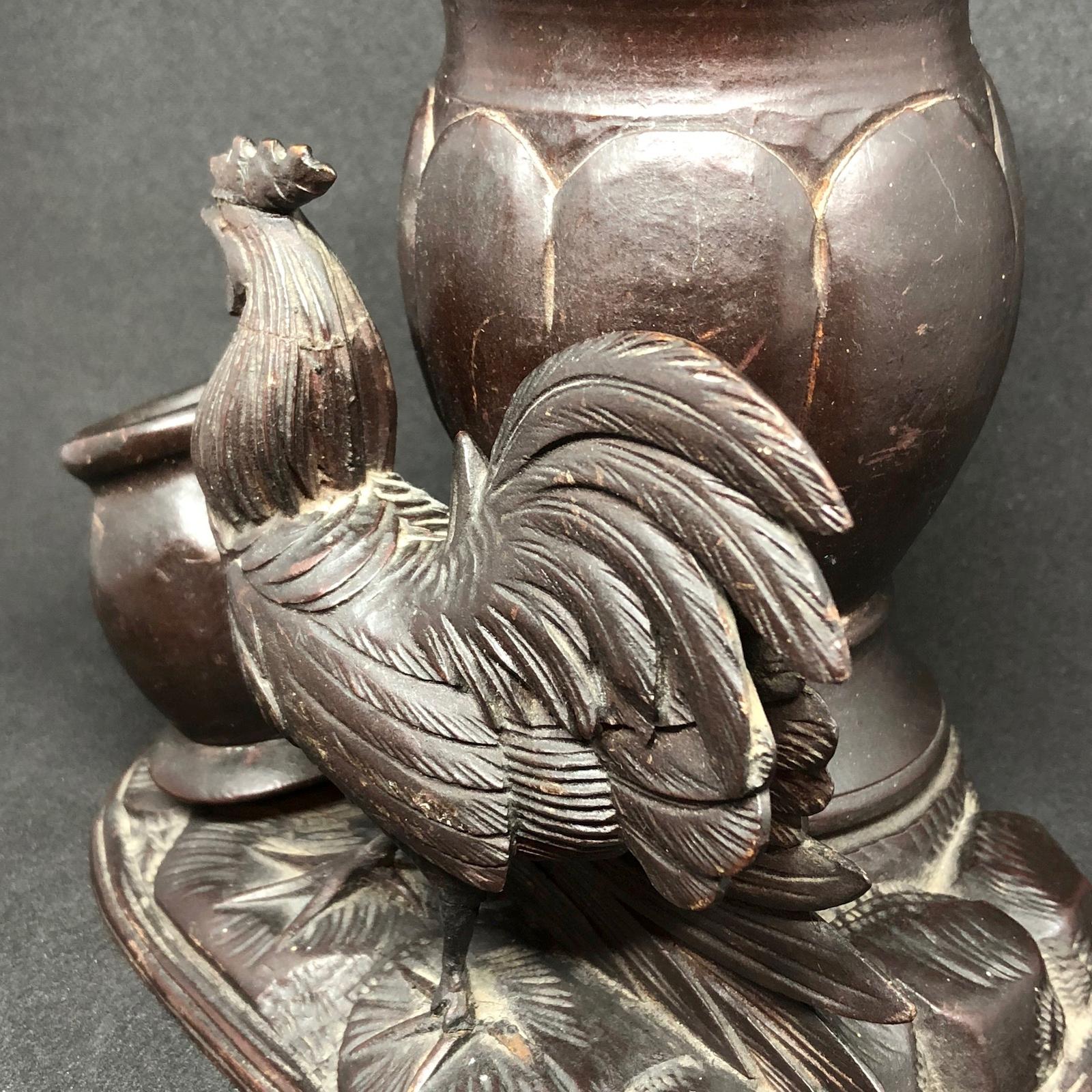 Wood Black Forest Brienz Carved Rooster Catchall German Antique, 1900s 2
