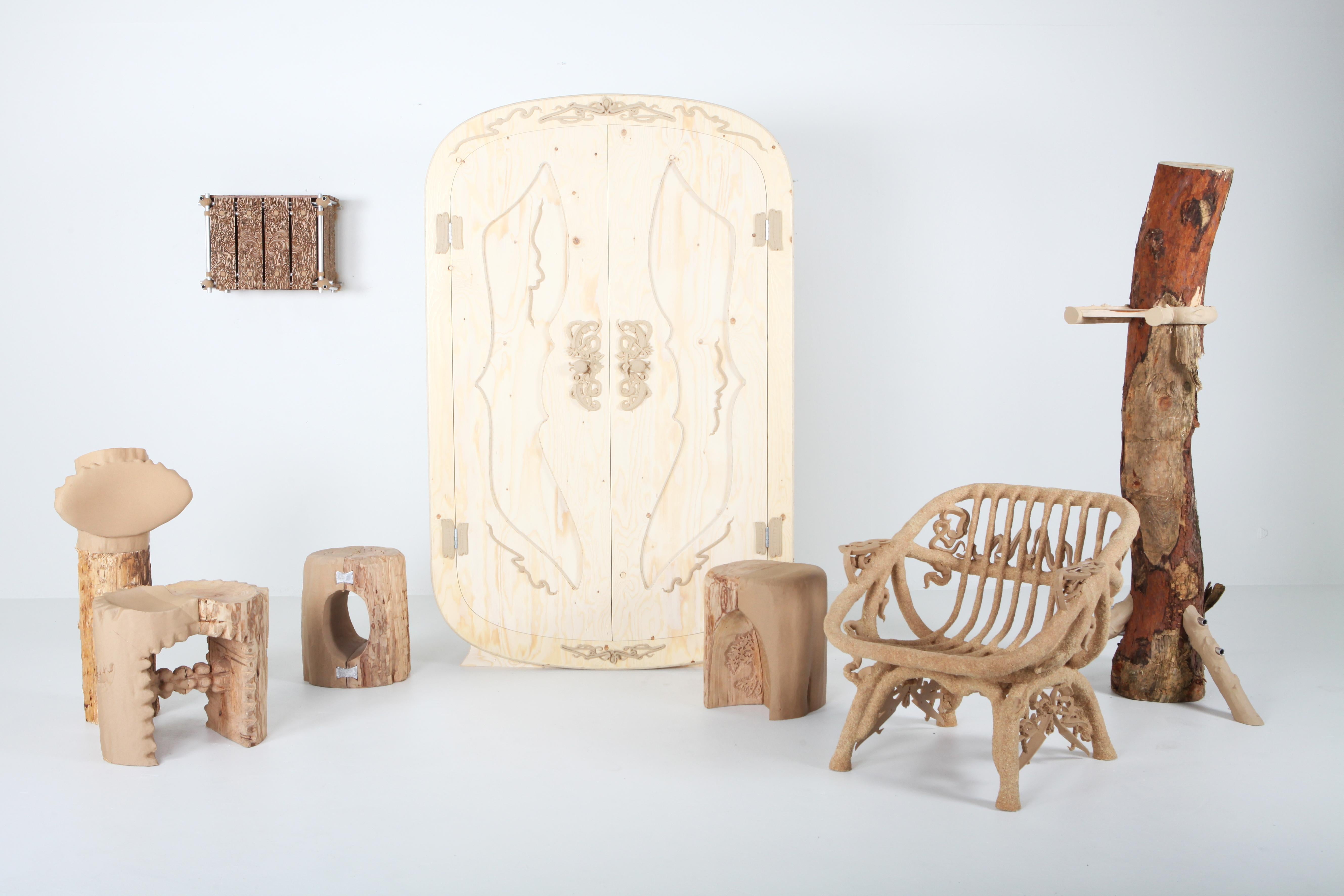 'Wood-Blend Cabinet' Ornamental Round Edge Plywood Cabinet, Schimmel & Schweikle For Sale 8