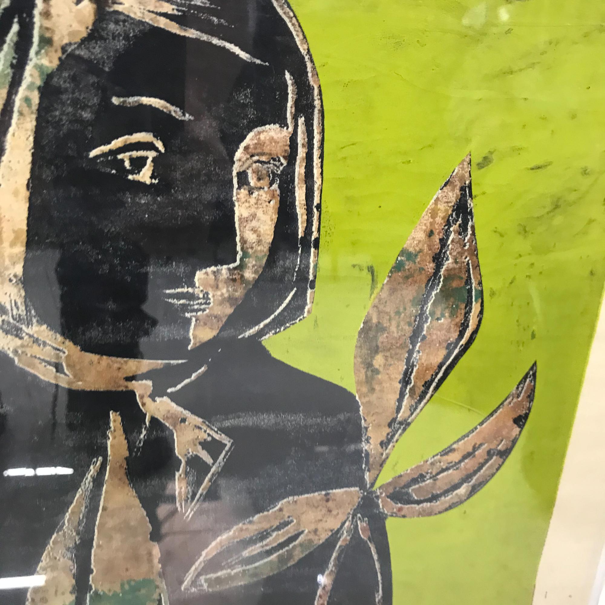 Holzblock-Lithographie, Stillleben, abstrakte Wandkunst, 1960er Jahre (Papier) im Angebot
