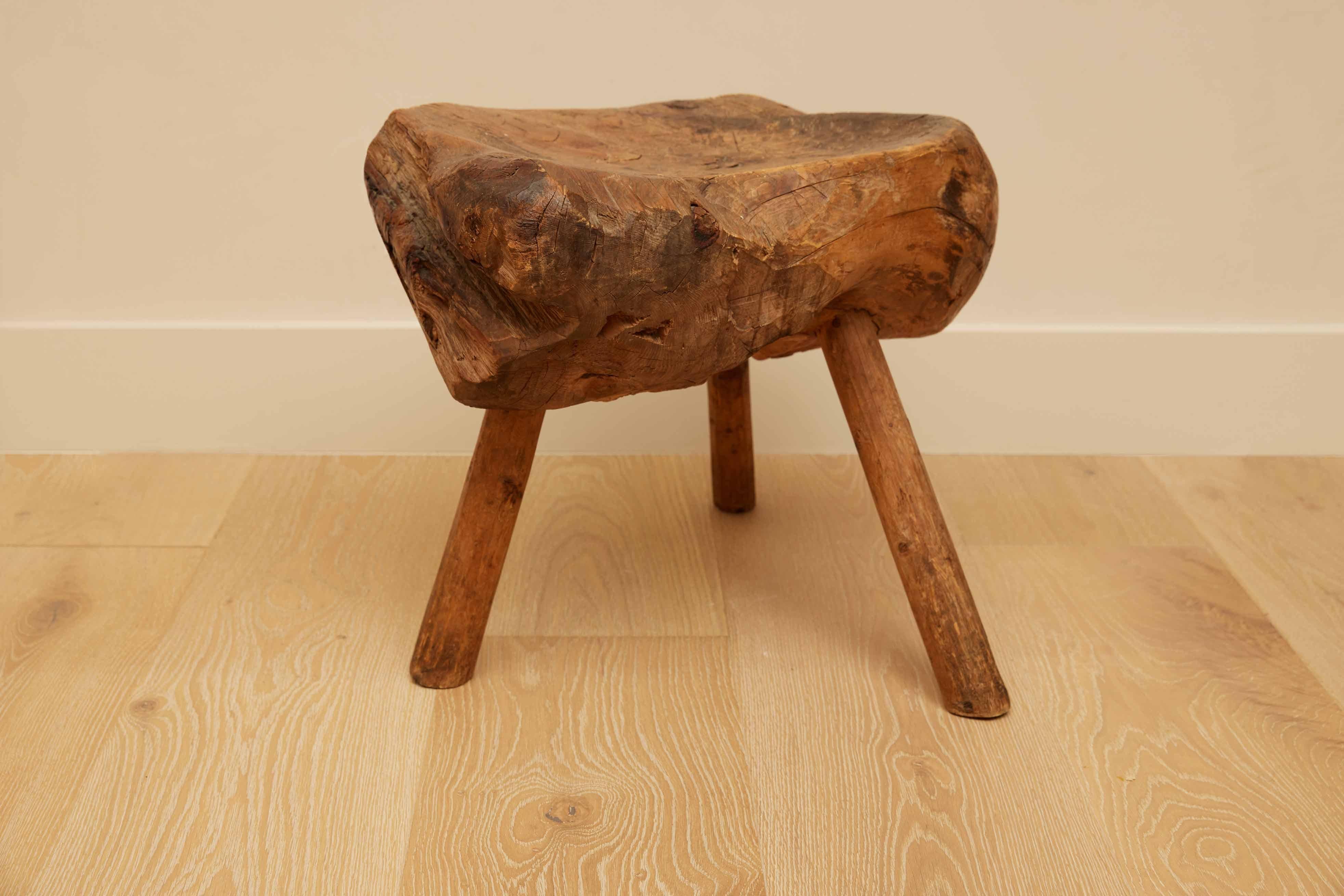 Norwegian Wood Block Stool from Norway, 18th C For Sale