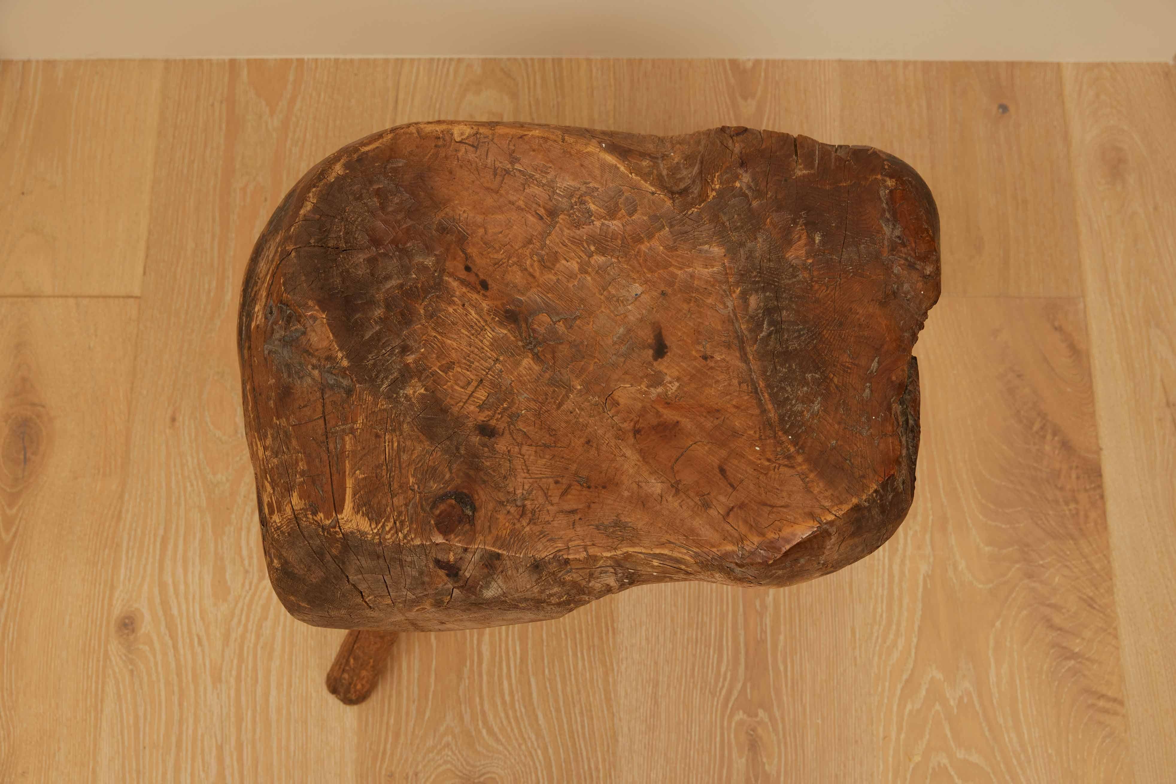 18th Century Wood Block Stool from Norway, 18th C For Sale