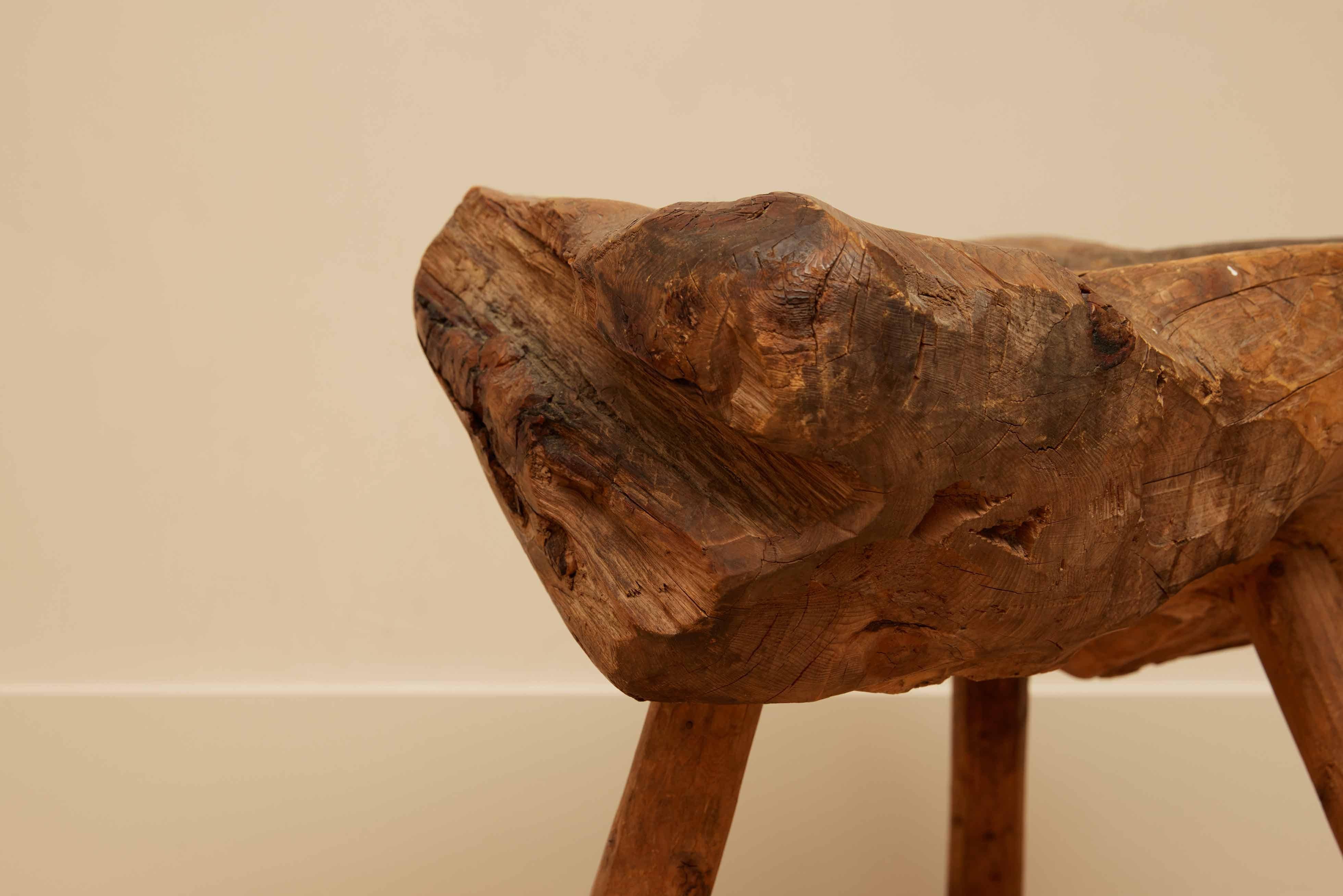 Wood Block Stool from Norway, 18th C For Sale 4