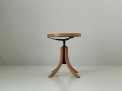 Wood Body Industrial Adjustable Stool, 1950s, Germany
