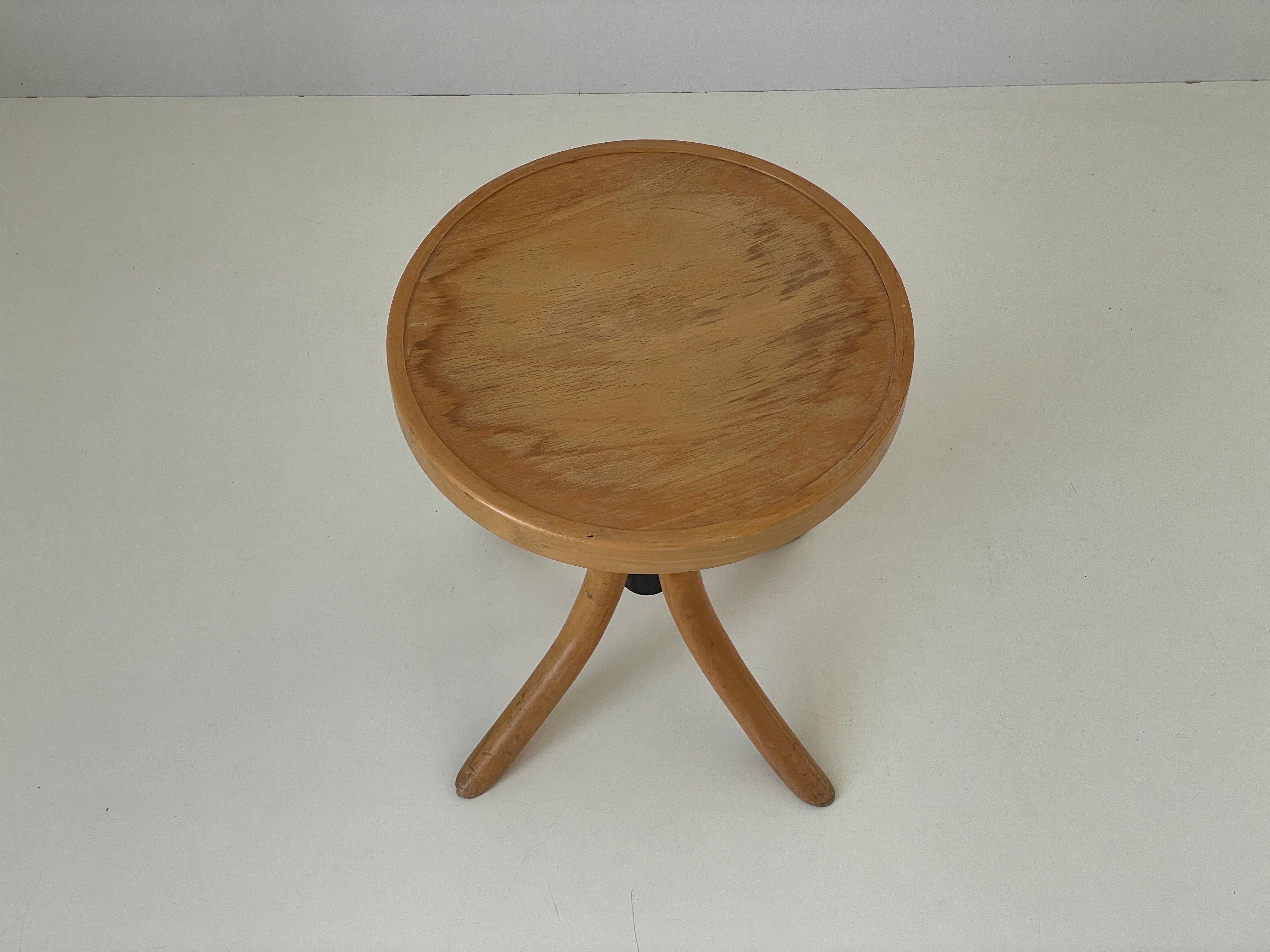 Mid-20th Century Wood Body Industrial Adjustable Stool, 1950s, Germany For Sale