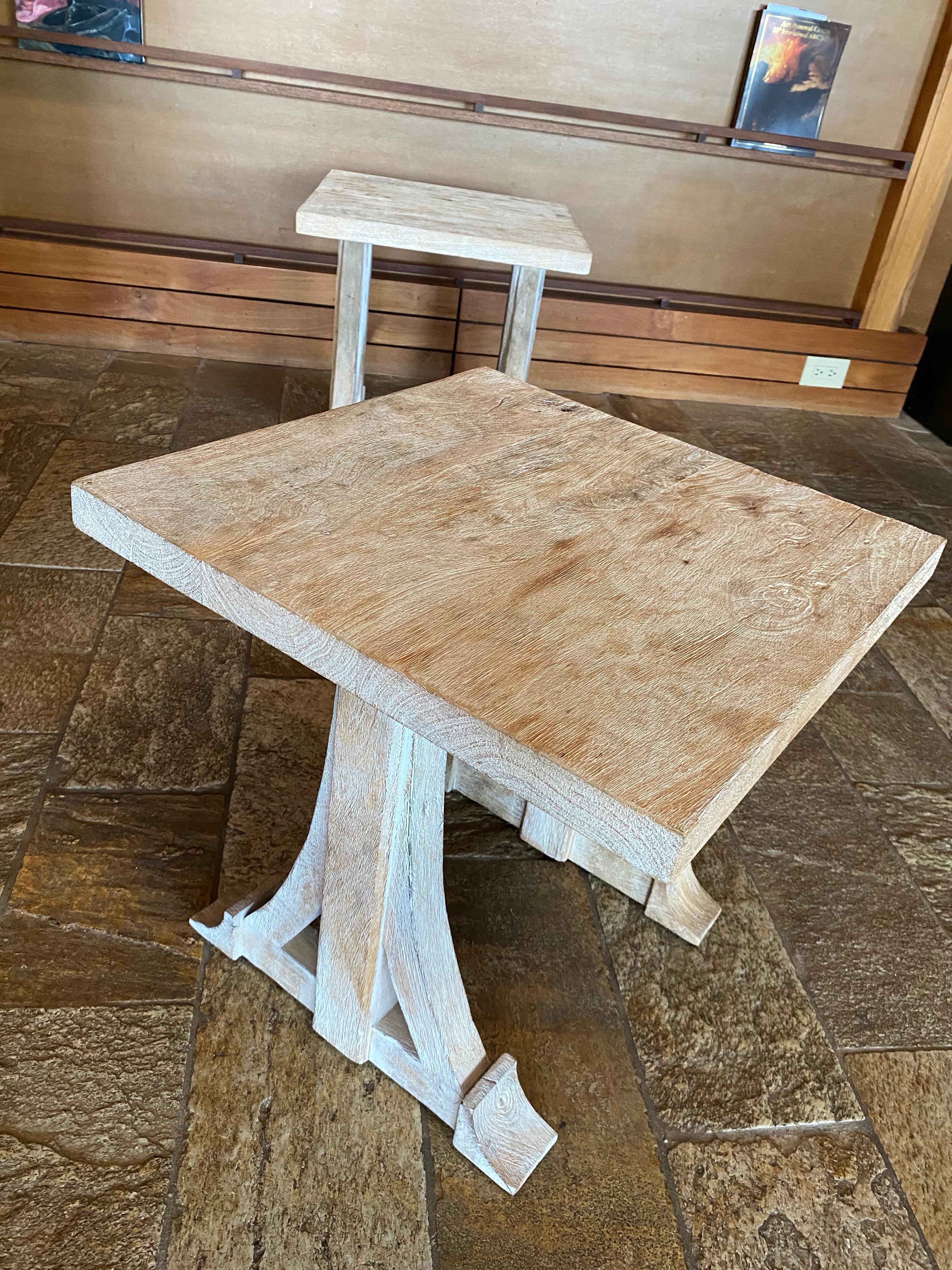 Wood Bone-Colored Pair of Cocktail Tables or Combined Coffee Table 4