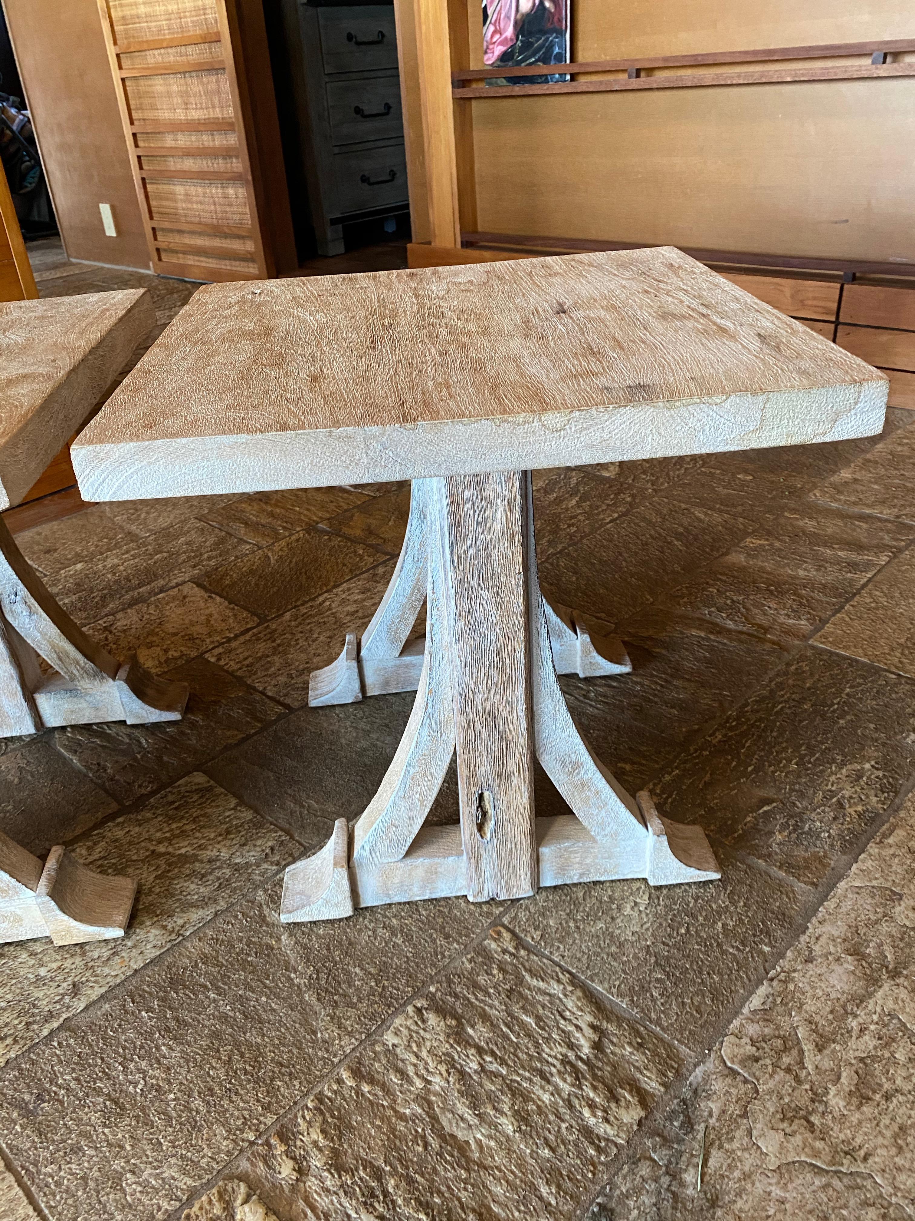 Reclaimed Wood Wood Bone-Colored Pair of Cocktail Tables or Combined Coffee Table