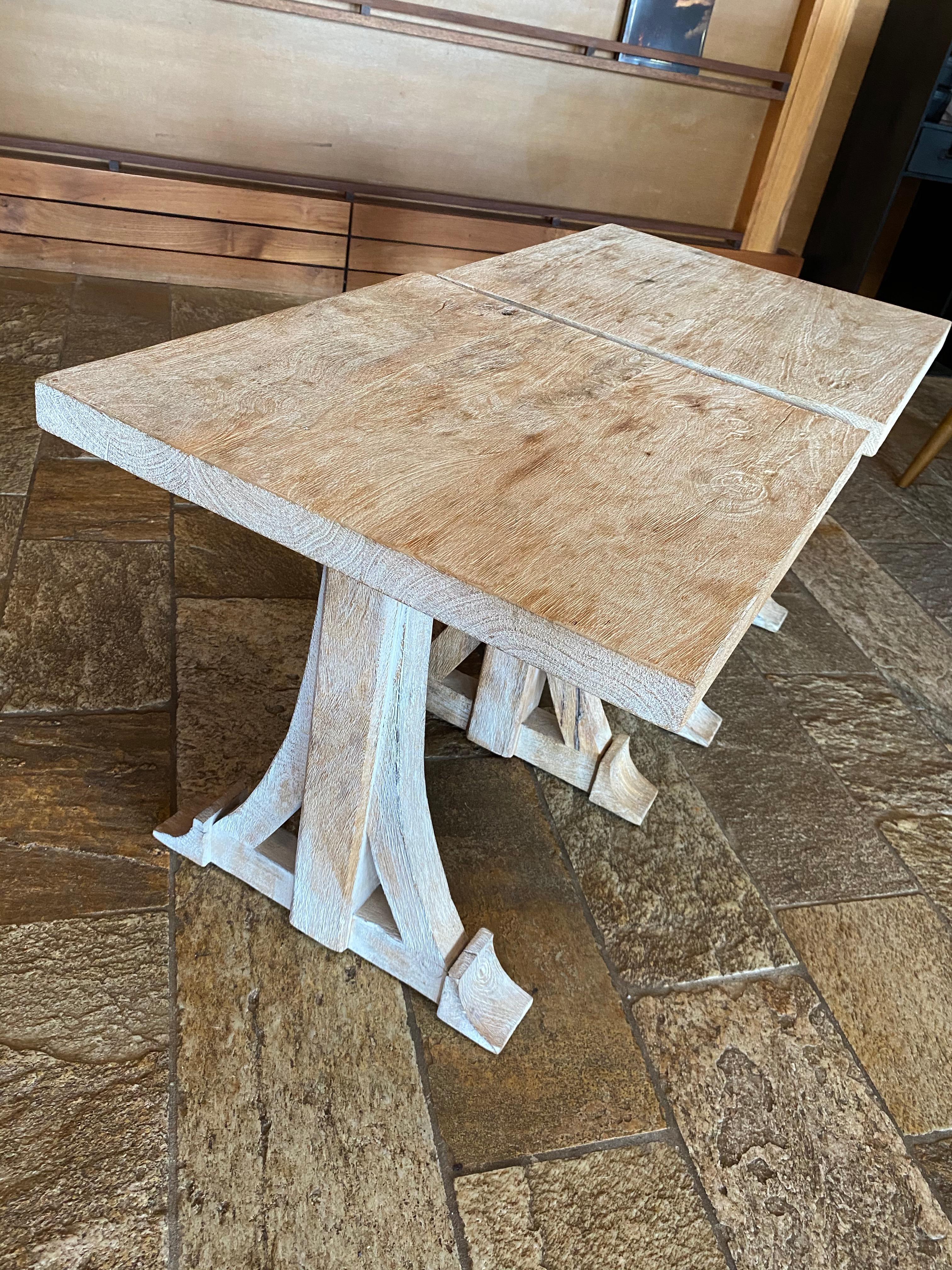 Wood Bone-Colored Pair of Cocktail Tables or Combined Coffee Table 1