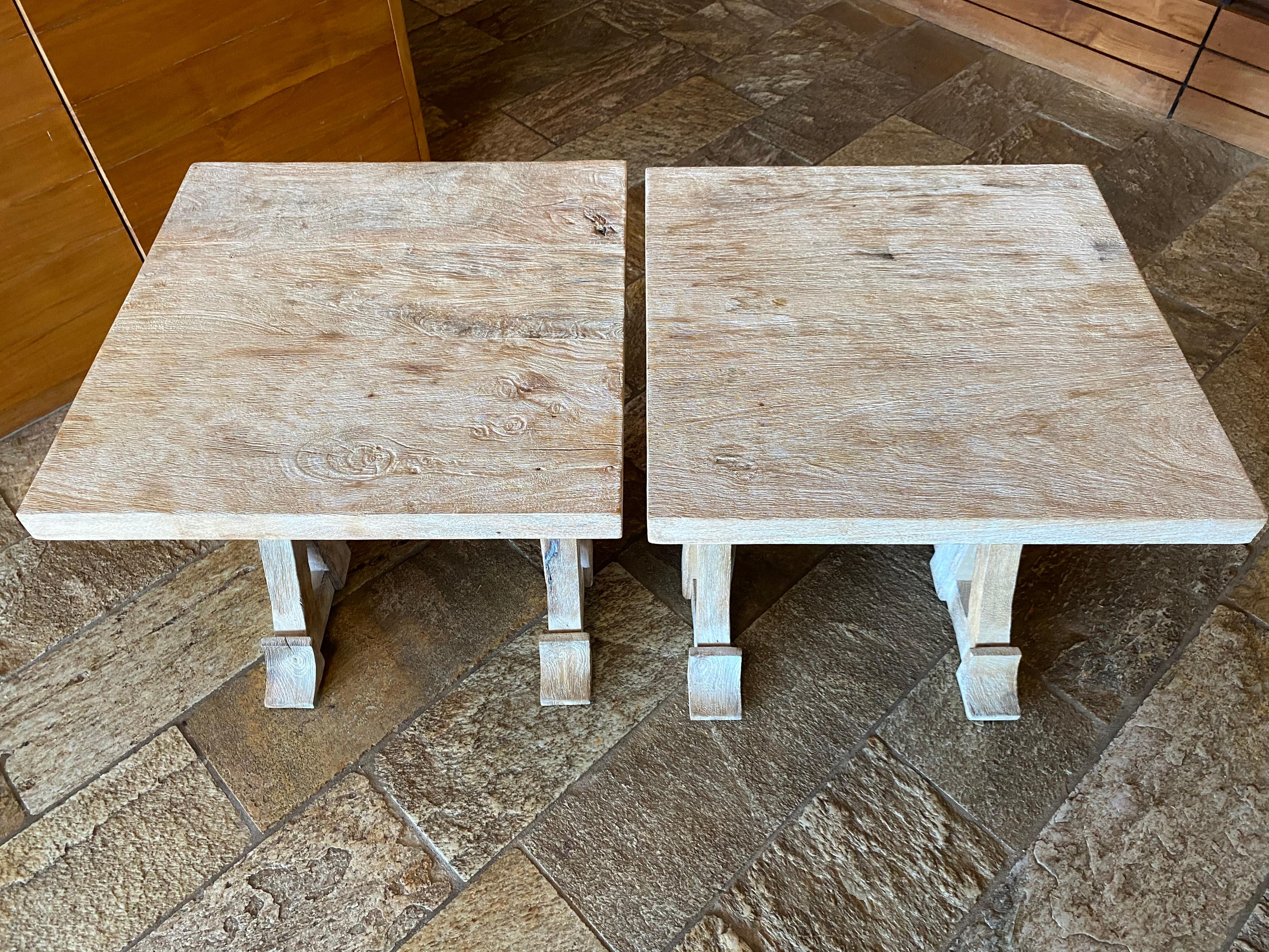 Wood Bone-Colored Pair of Cocktail Tables or Combined Coffee Table 2