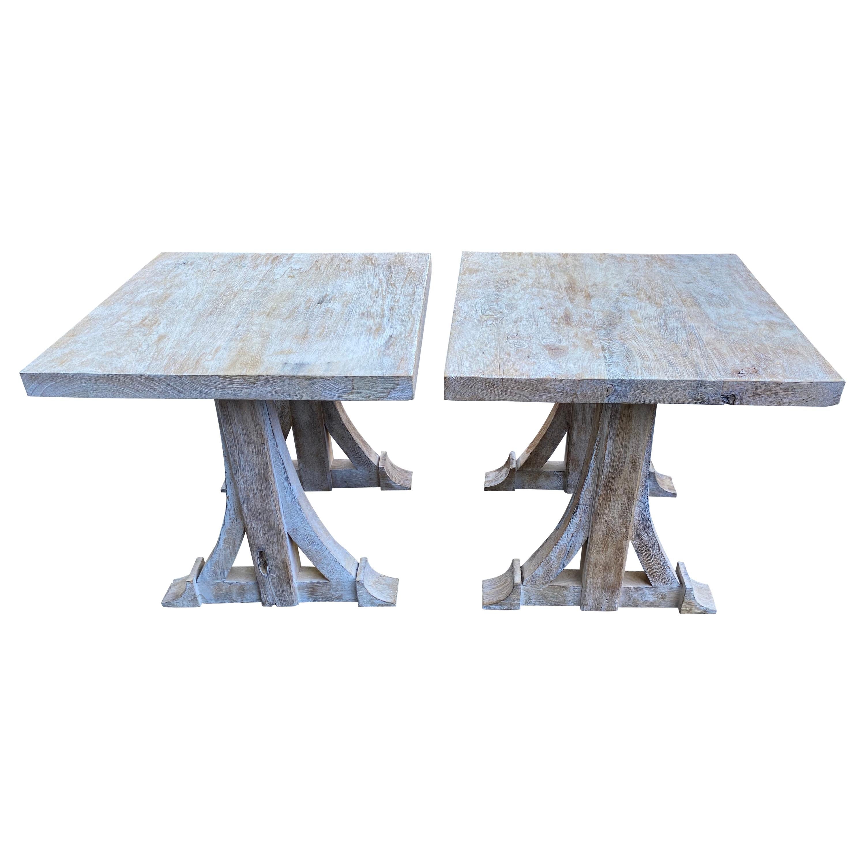 Wood Bone-Colored Pair of Cocktail Tables or Combined Coffee Table