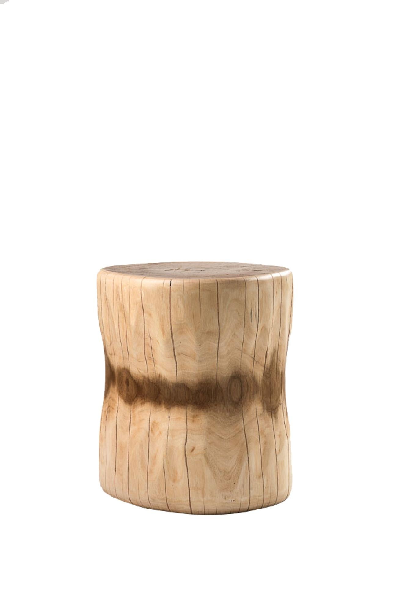 Modern Bone Carved Solid Wooden Stump by Kunaal Kyhaan For Sale