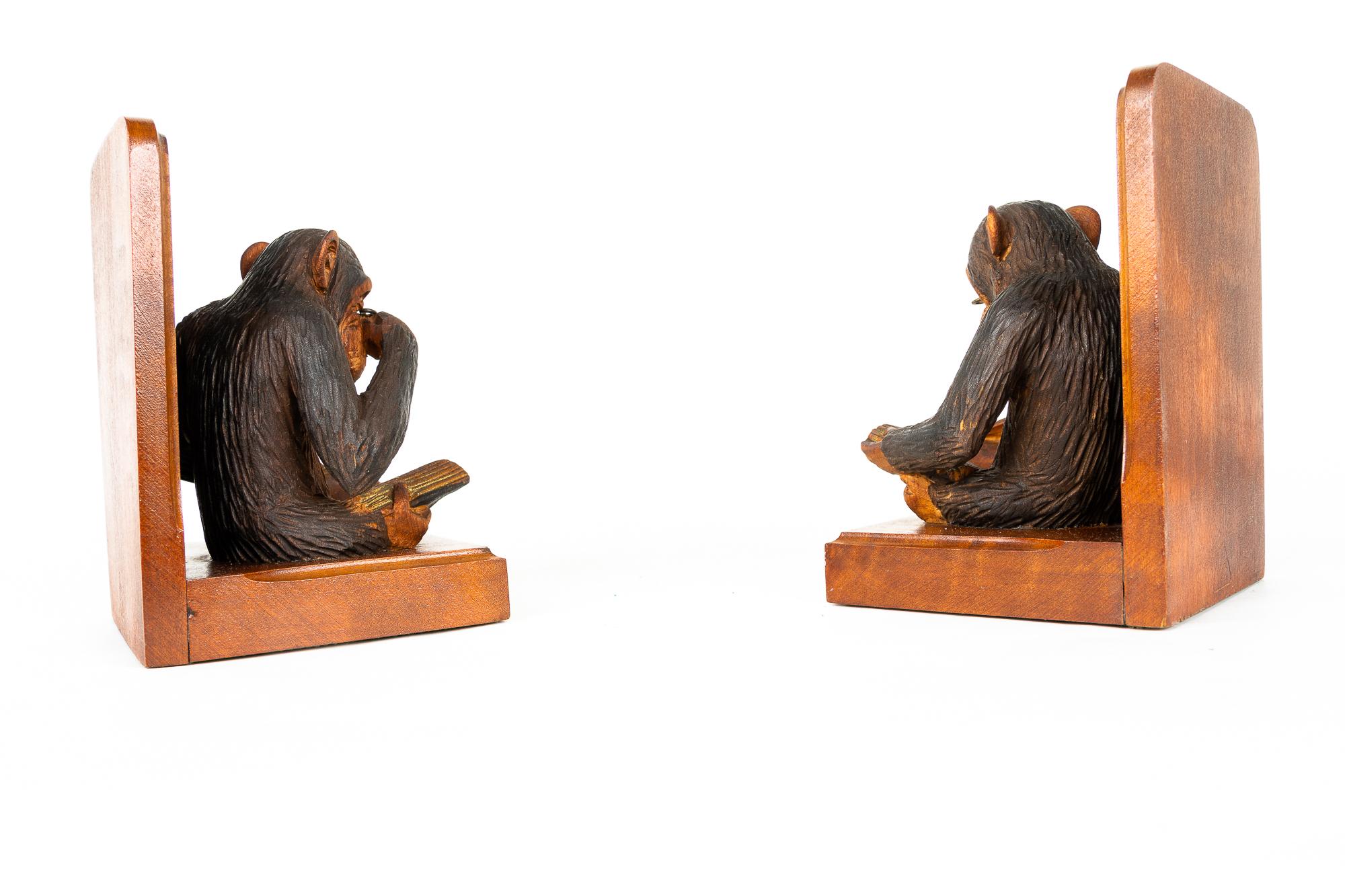 Wood Bookends by Meho Switzerland Around 1950s 1