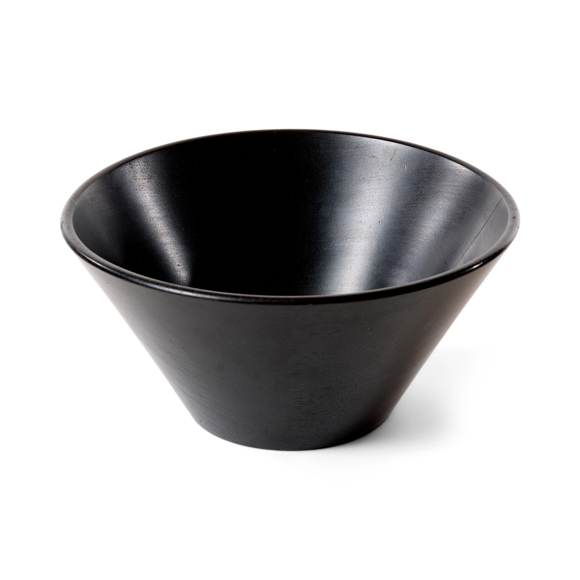 A turned bowl in stained mahogany with a flaring conical form. Signed by the artist. 