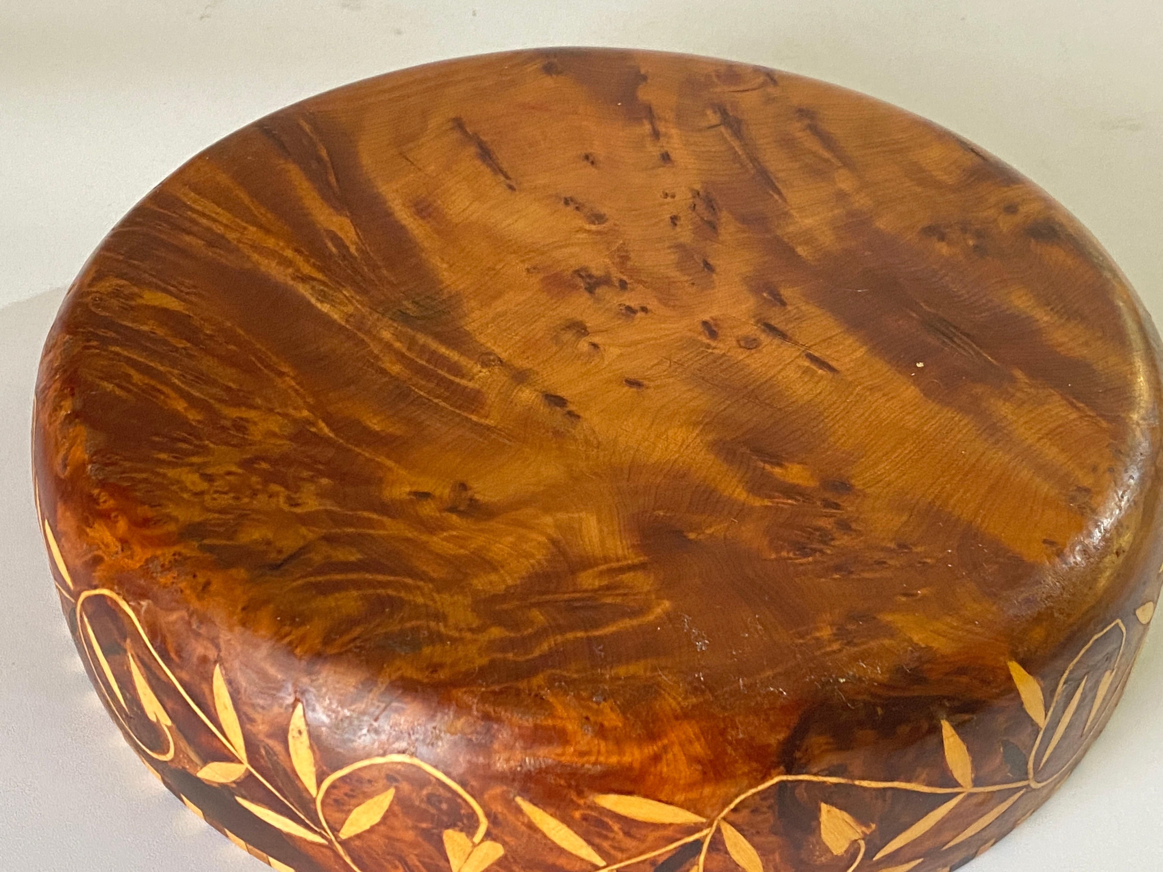 Mid-Century Modern Wood Bowl Old Patina circa 1960 Scandinavian For Sale