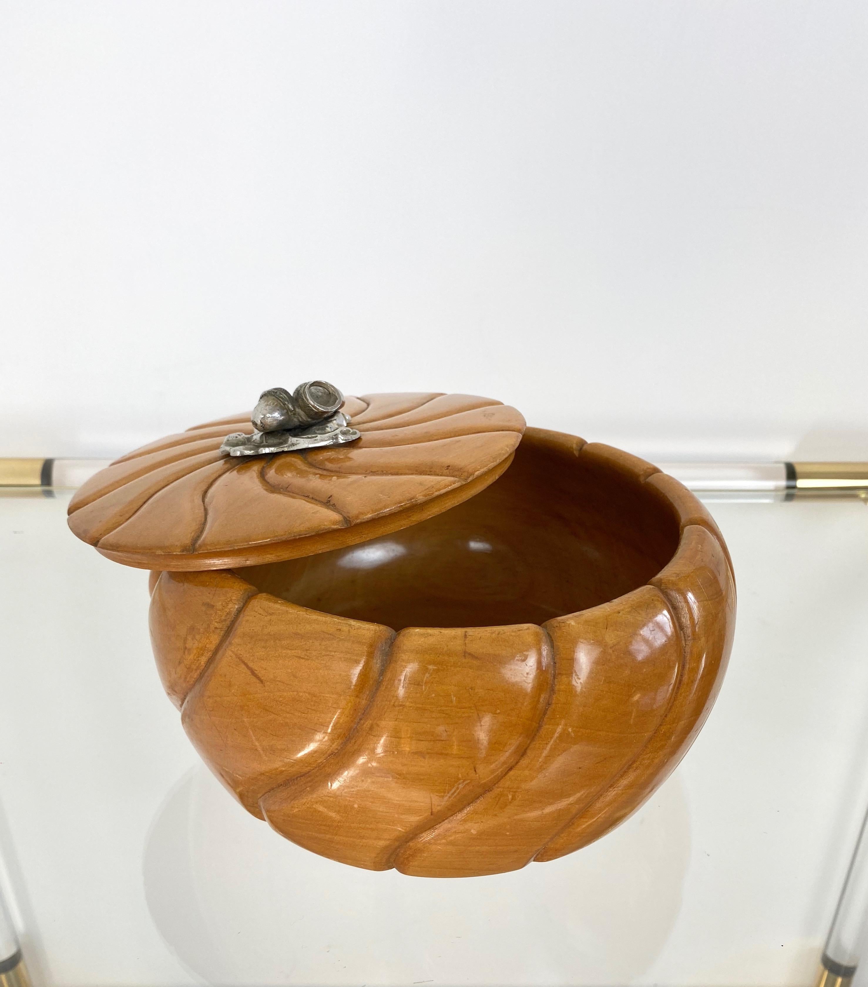Wood Box Bowl by Aldo Tura for Macabo Italy 1950s Art Deco In Good Condition For Sale In Rome, IT