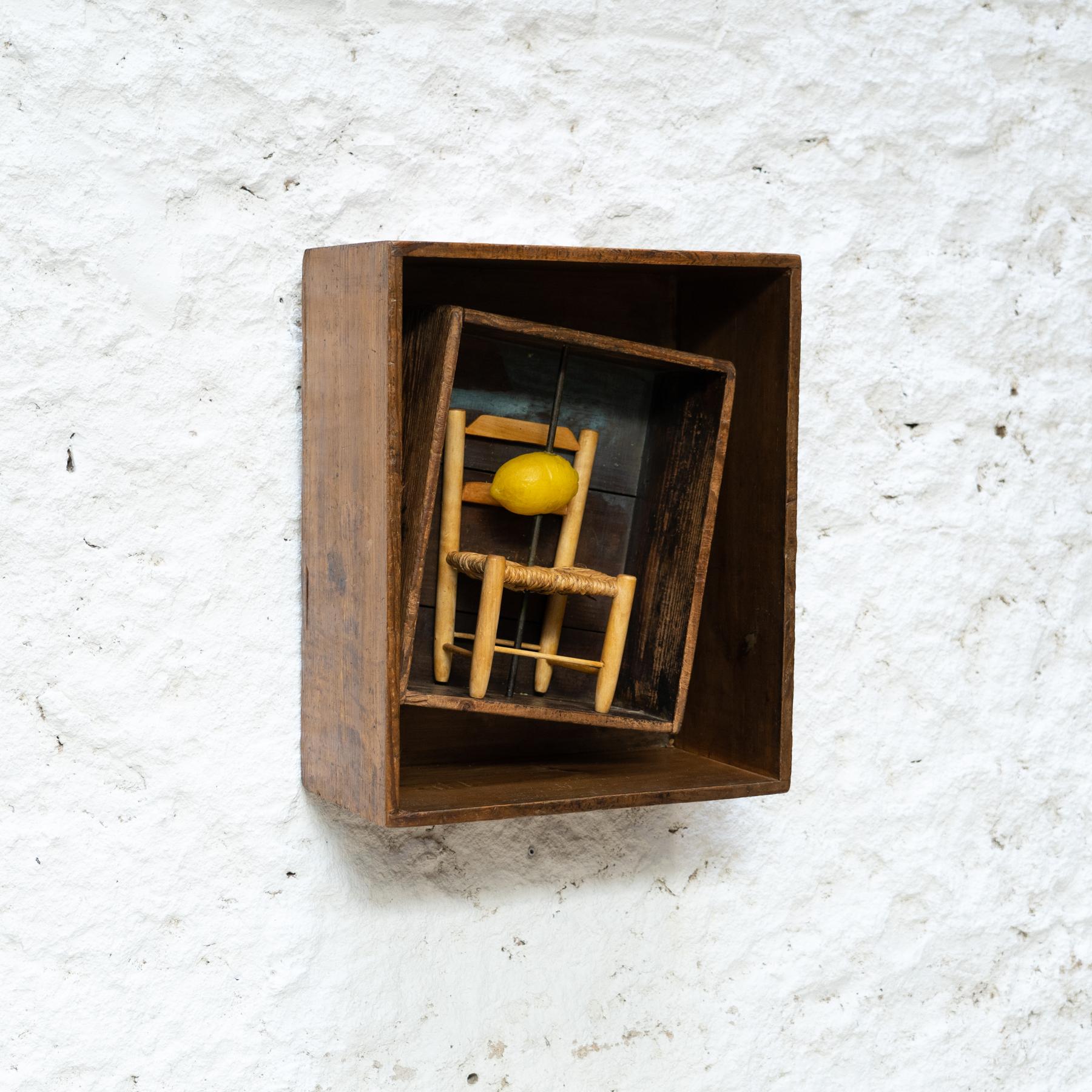Mid-Century Modern Wood box sculpture “Eix de rotació” by Vicens Orsolà, 1984 For Sale