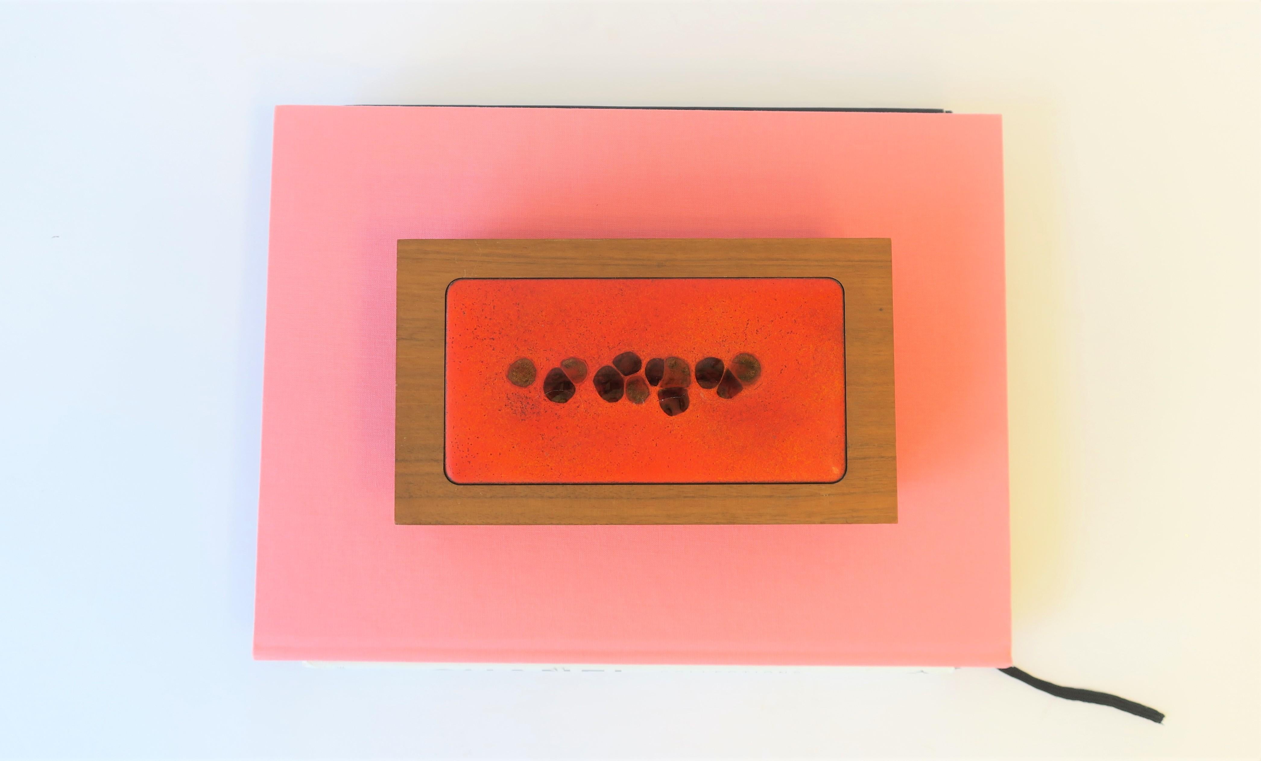 Wood Box with Orange Enamel Top 1