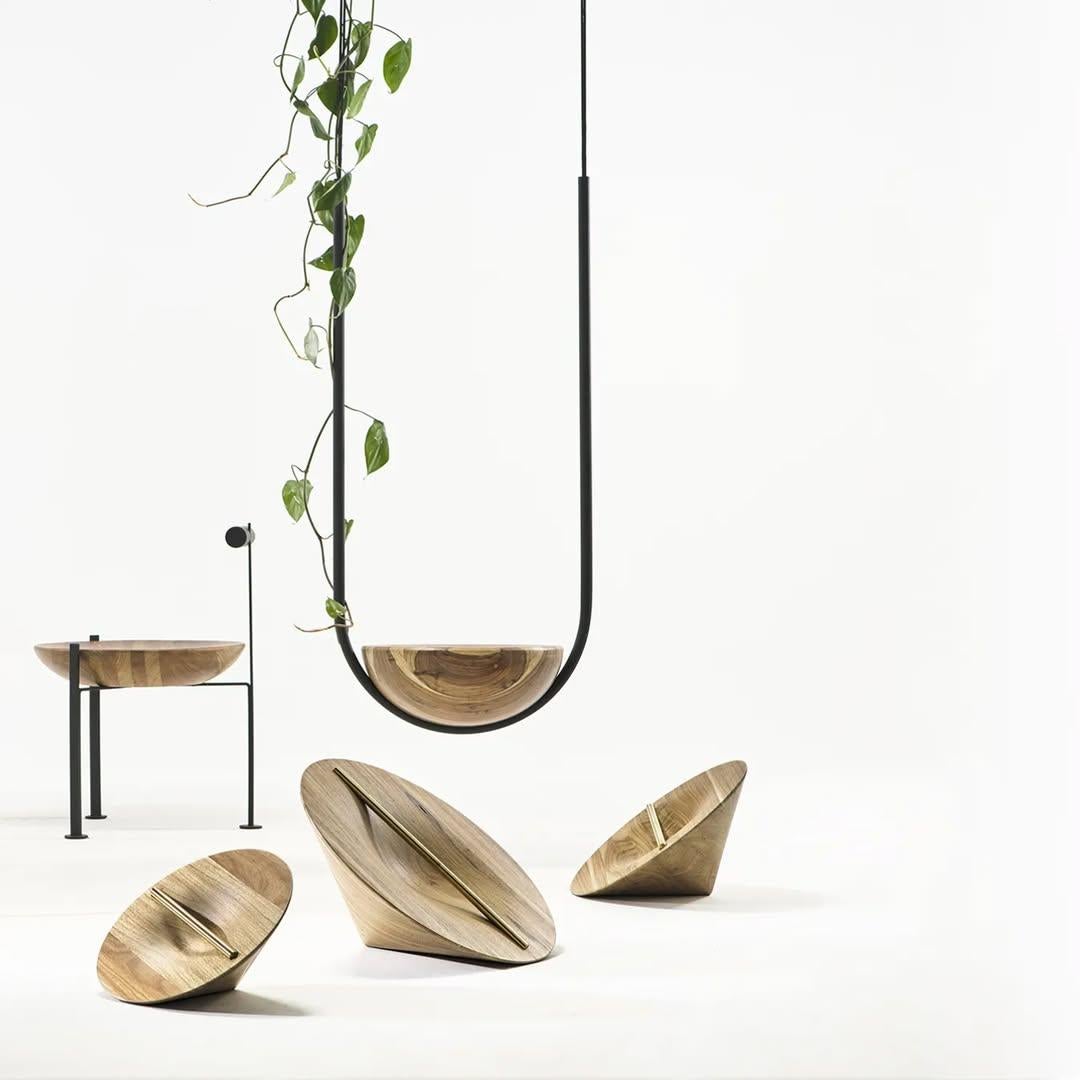 Madera, latón y cristal Cadeira Canoa del Atelier Andre Ferri en venta 4