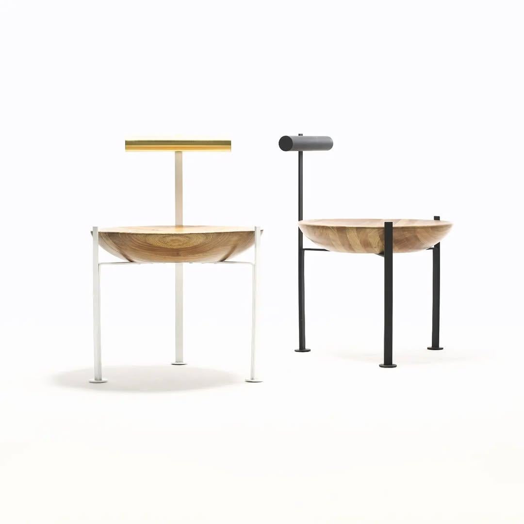 Madera, latón y cristal Poltrona Canoa del Atelier Andre Ferri Posmoderno en venta