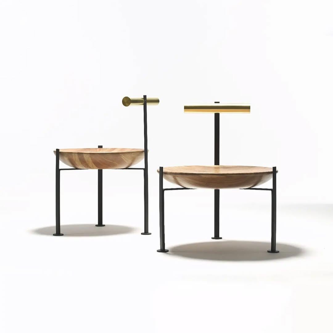 Madera, latón y cristal Poltrona Canoa del Atelier Andre Ferri Brasileño en venta