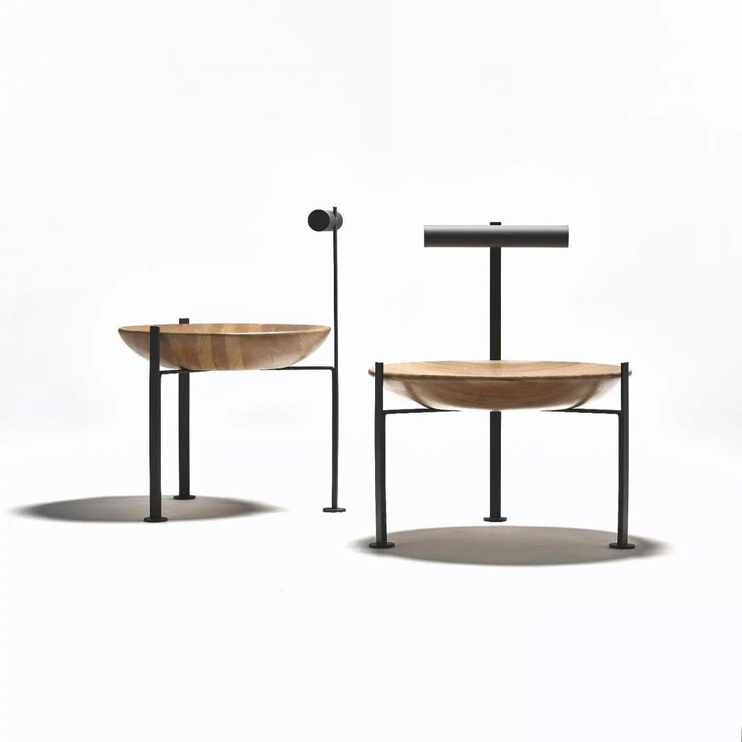 Madera, latón y cristal Poltrona Canoa del Atelier Andre Ferri Siglo XXI y contemporáneo en venta
