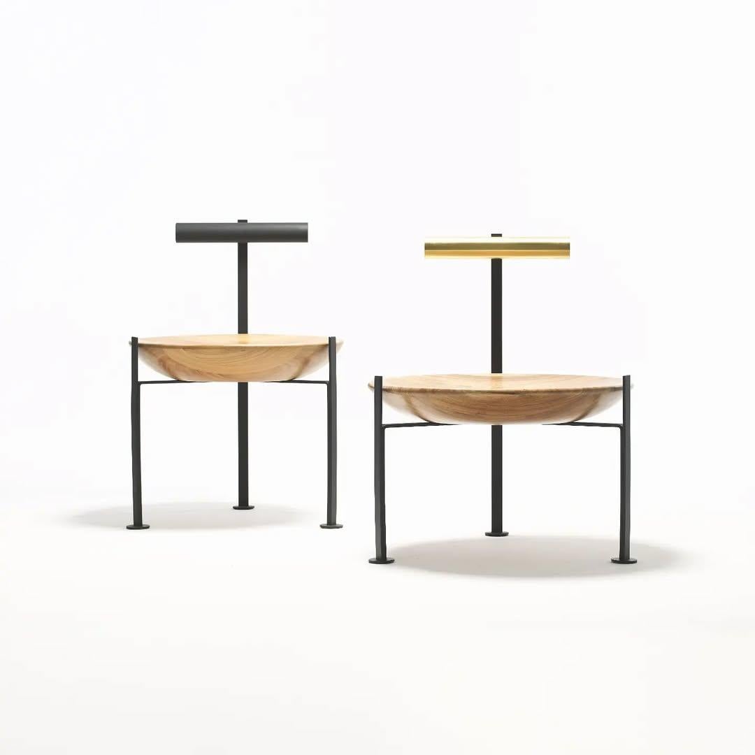 Madera, latón y cristal Poltrona Canoa del Atelier Andre Ferri Latón en venta