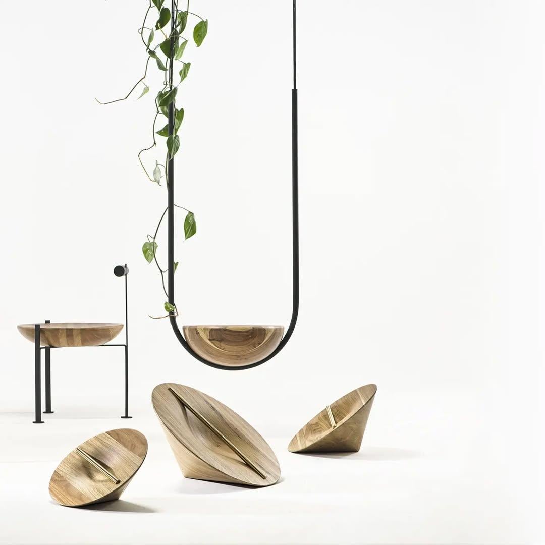 Madera, latón y cristal Poltrona Canoa del Atelier Andre Ferri en venta 2
