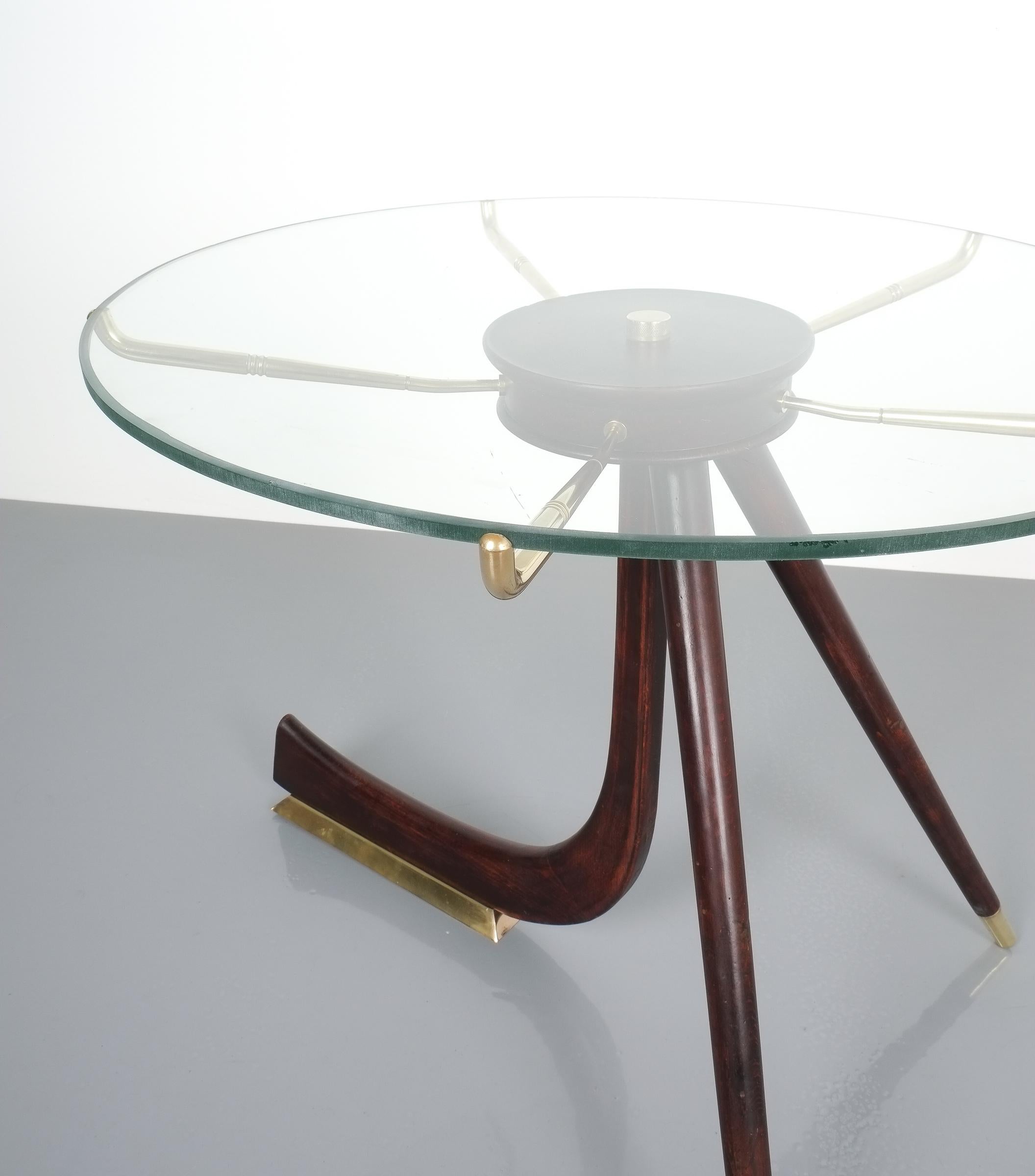 Wood Brass Coffee or Side Table, Italy, 1955 6
