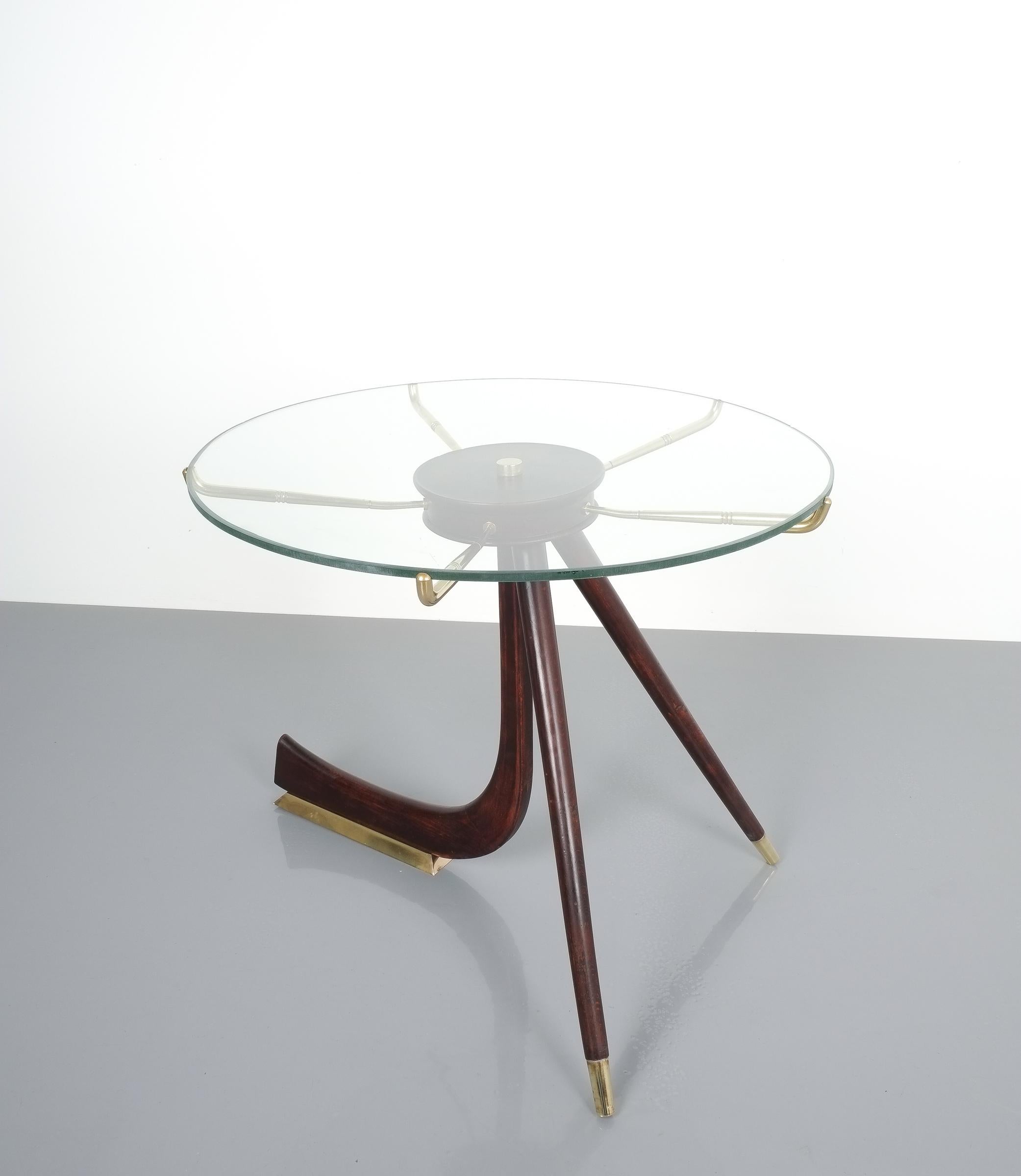 Wood Brass Coffee or Side Table, Italy, 1955 7