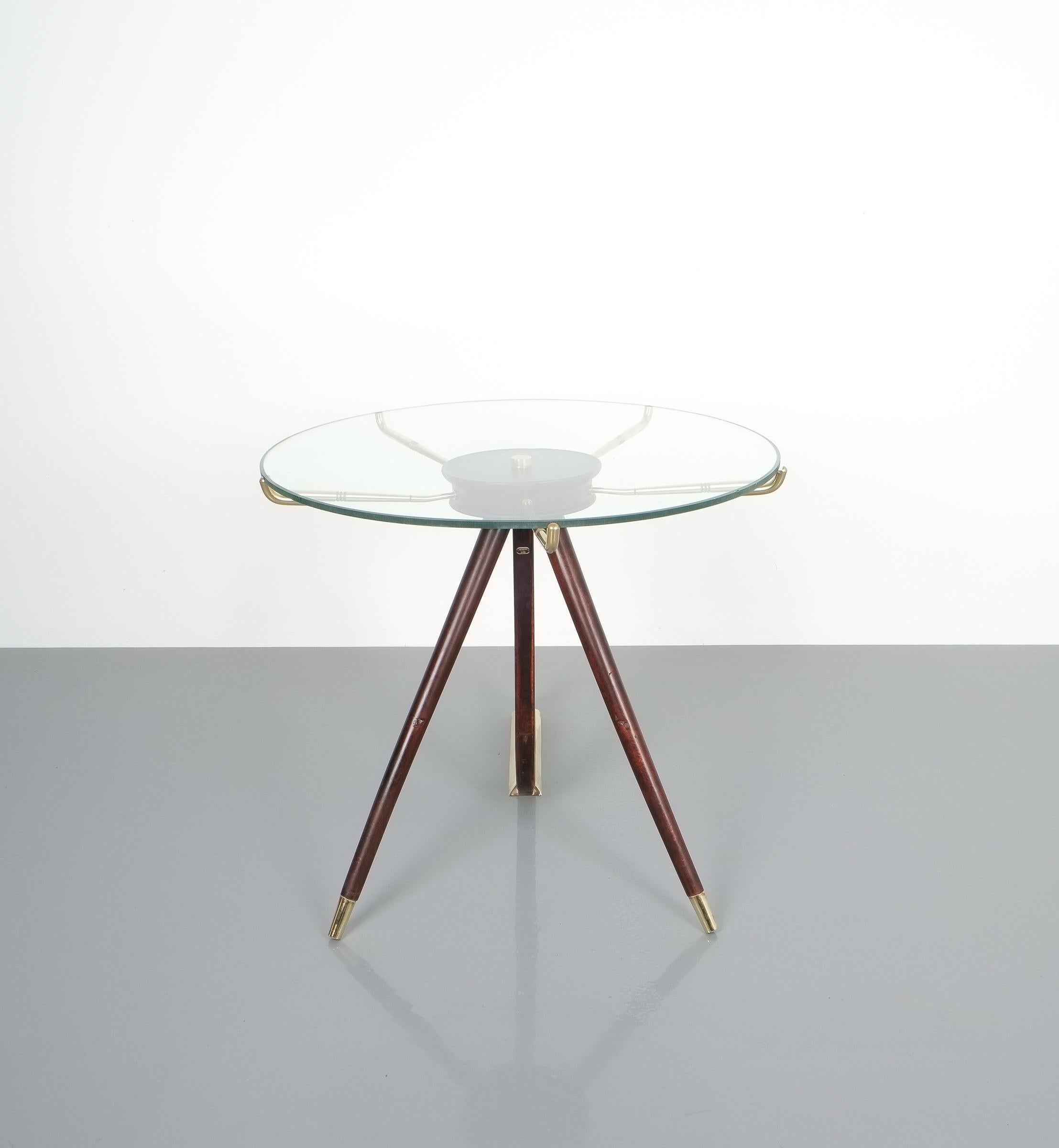 Wood Brass Coffee or Side Table, Italy, 1955 3