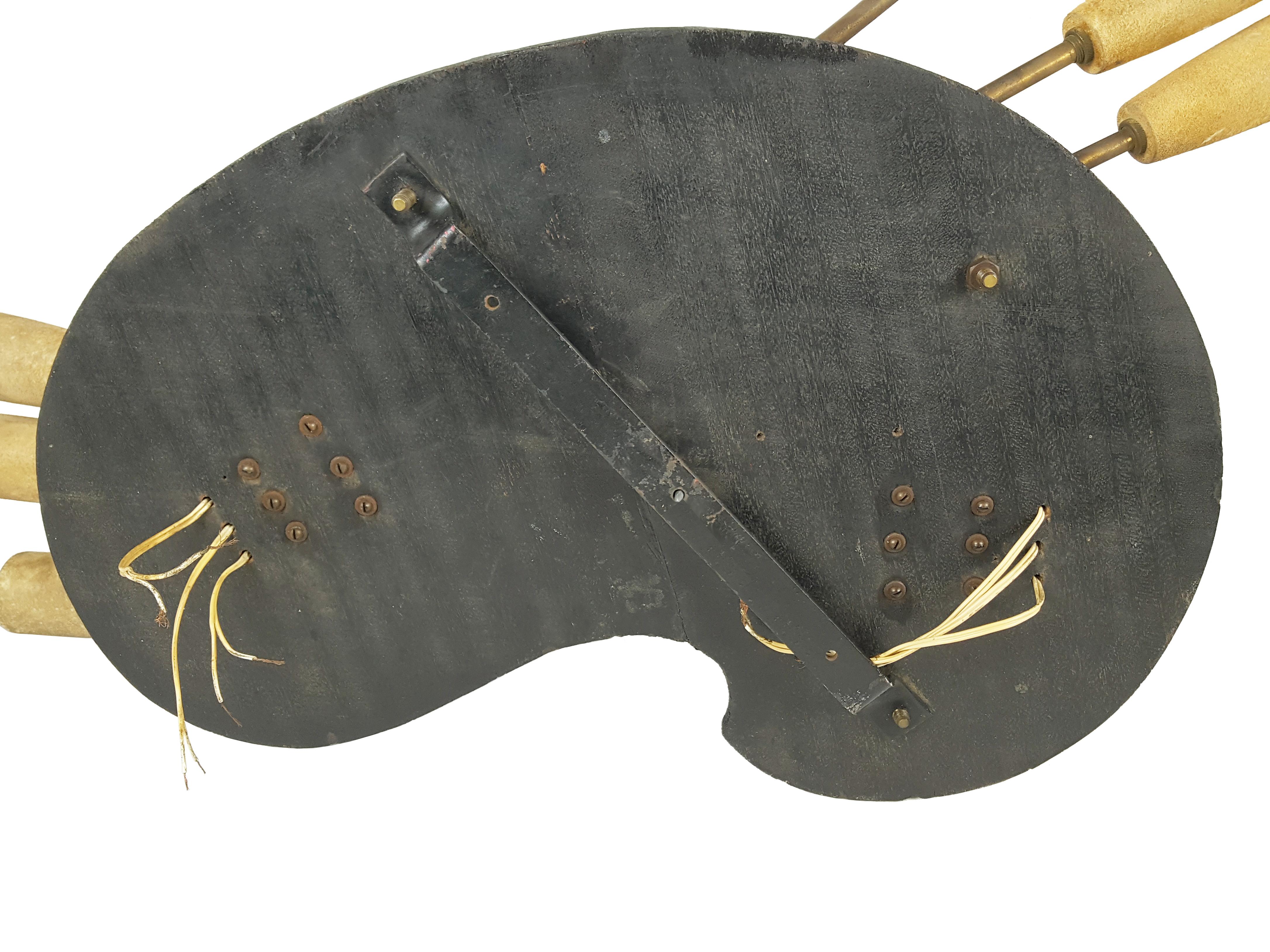 Bois et parchemin  Applique à 6 lumières en forme de palette The Modernity en vente 4