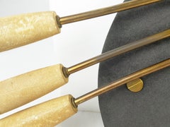 Wood Brass & Parchment  Mid Century Modern 6-light palette shape sconce