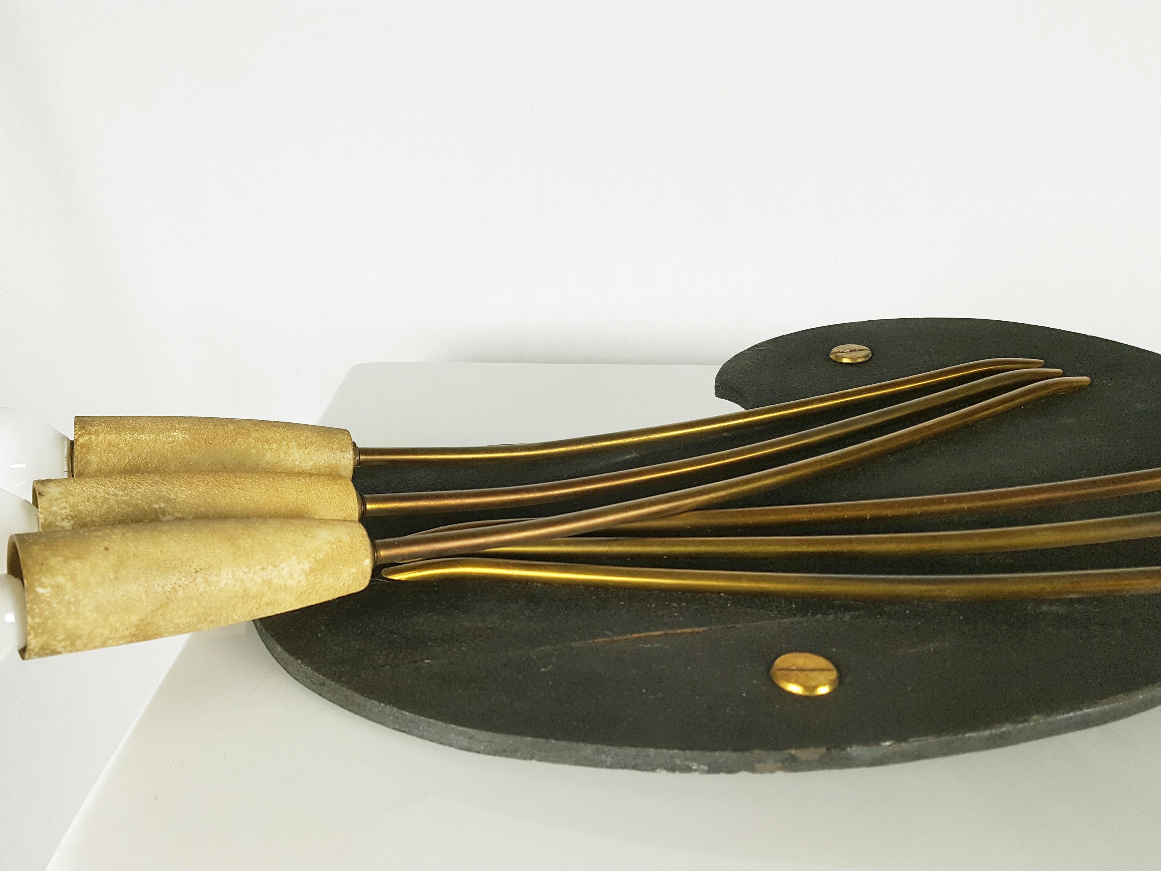 Bois et parchemin  Applique à 6 lumières en forme de palette The Modernity en vente 1